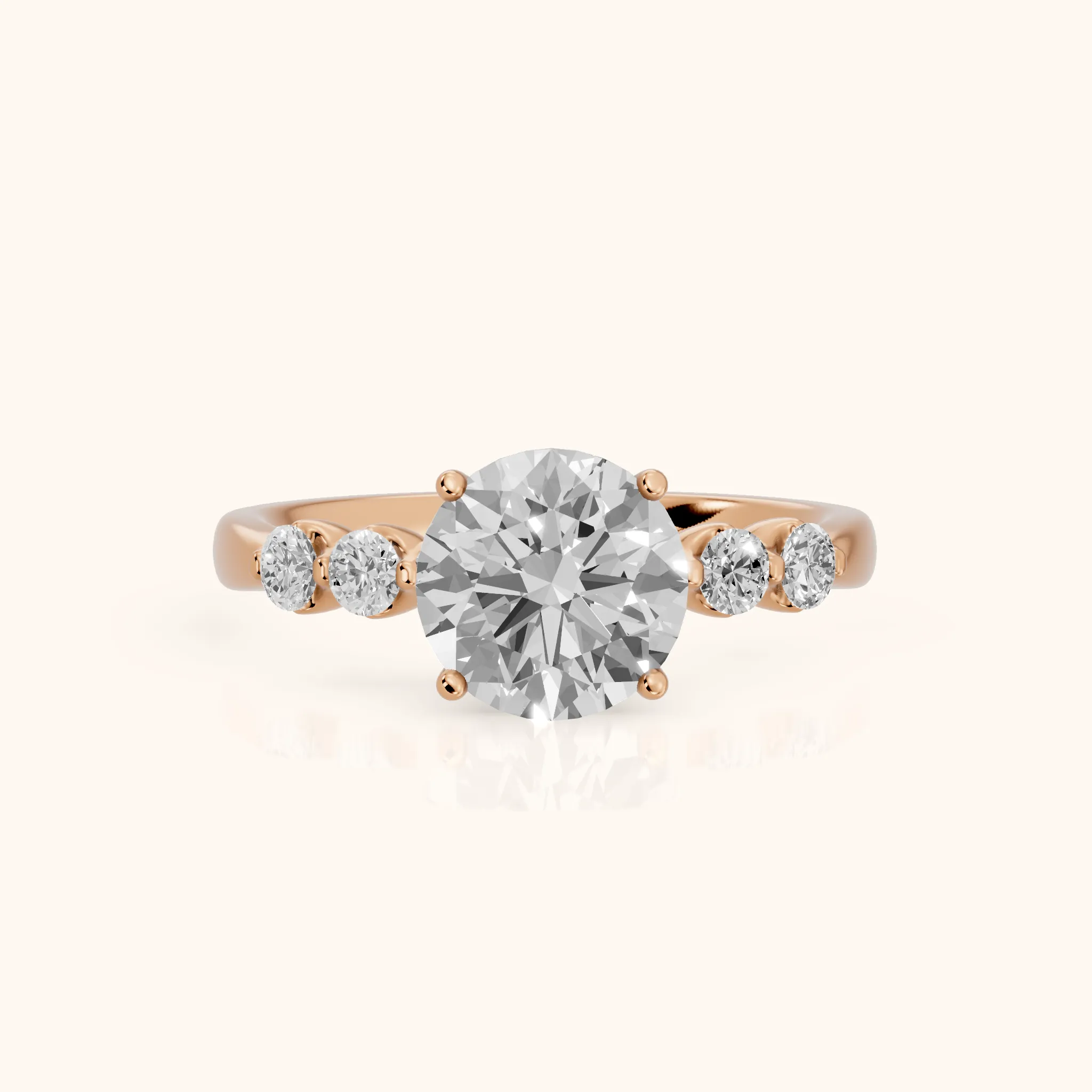 Vienna Floating Five-Stone Round Diamond Engagement Ring in Rose Gold — view 1