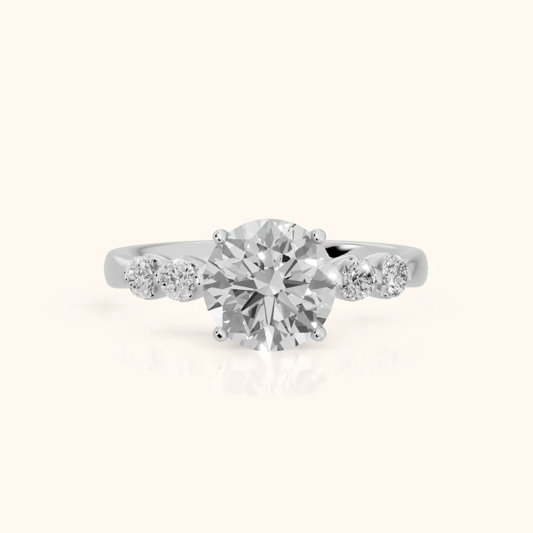Vienna Floating Five-Stone Round Diamond Engagement Ring in Platinum — view 2
