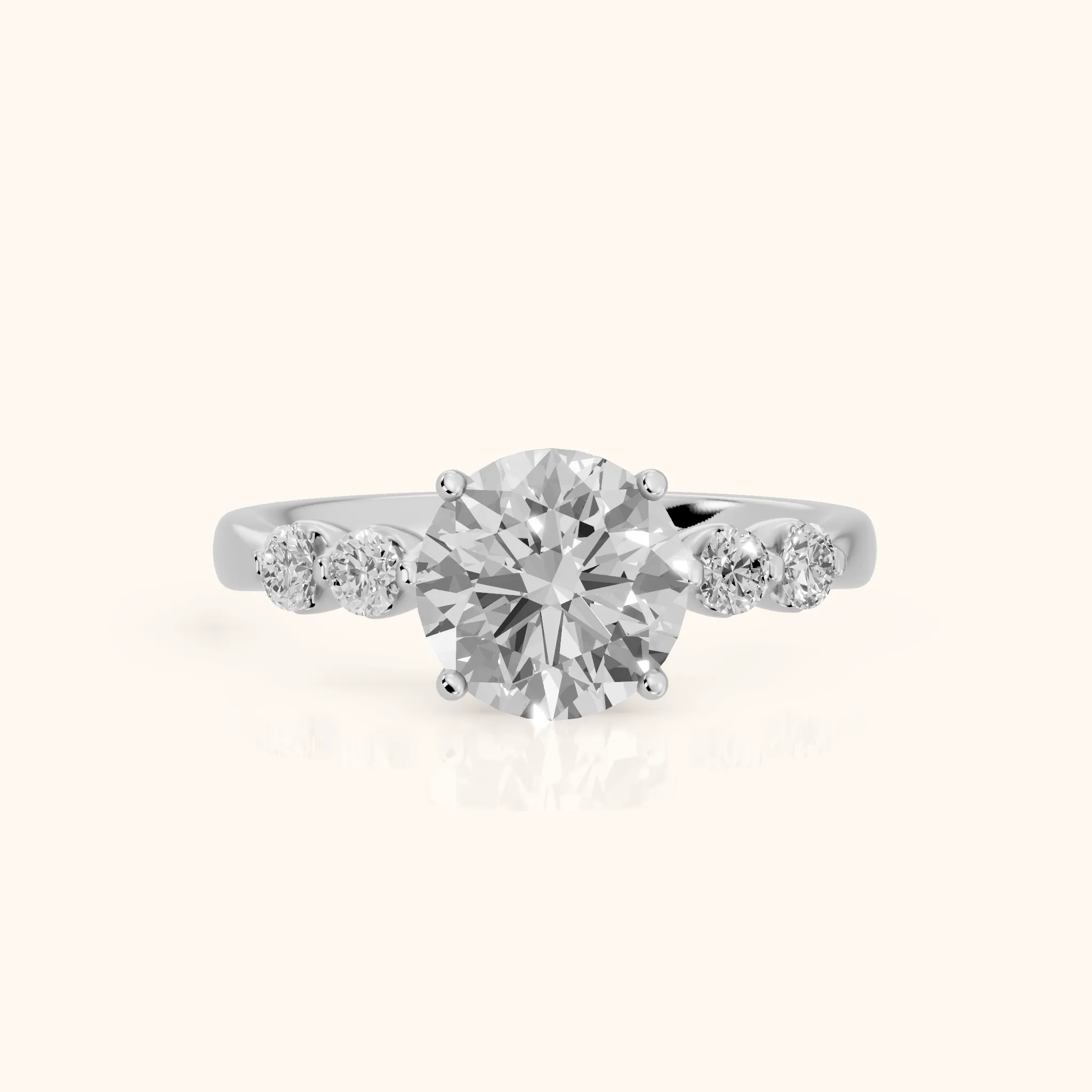 Vienna Floating Five-Stone Round Diamond Engagement Ring in Platinum — view 1