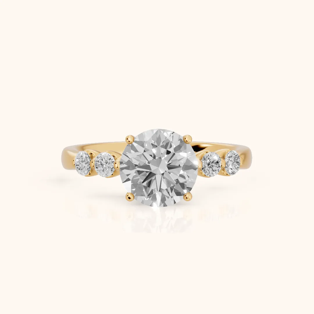 Vienna Floating Five-Stone Round Diamond Engagement Ring in Yellow Gold — view 2