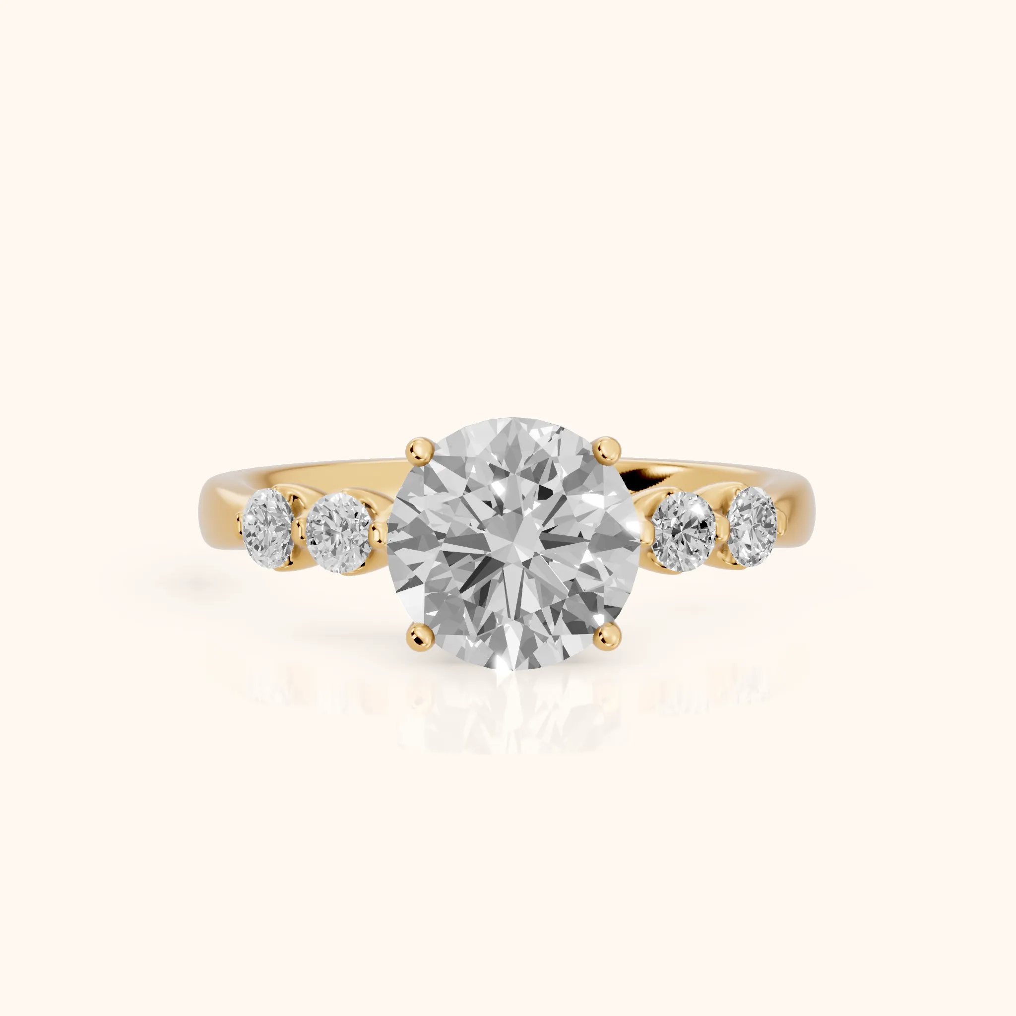 Vienna Floating Five-Stone Round Diamond Engagement Ring in Yellow Gold — view 1