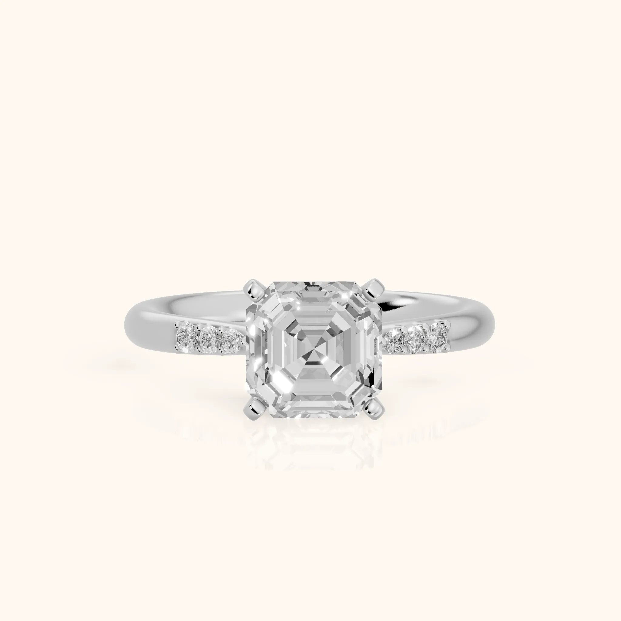 Aveline Flush-Set Asscher Diamond Engagement Ring in Platinum — view 1
