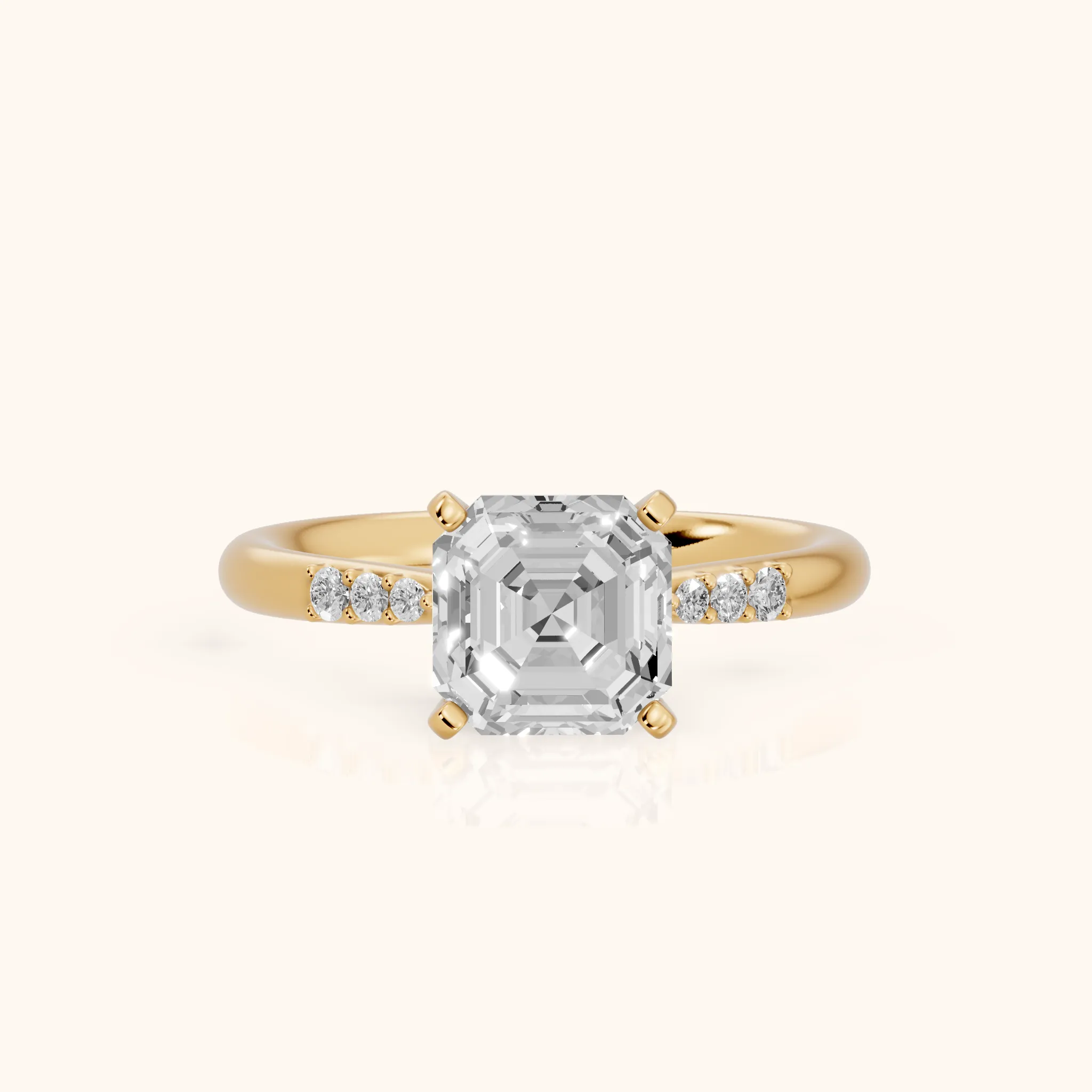 Aveline Flush-Set Asscher Diamond Engagement Ring in Yellow Gold — view 1