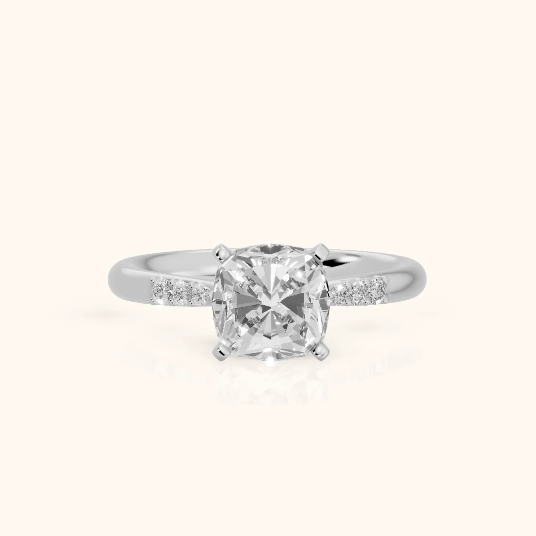 Aveline Flush-Set Cushion Diamond Engagement Ring in Silver — view 2