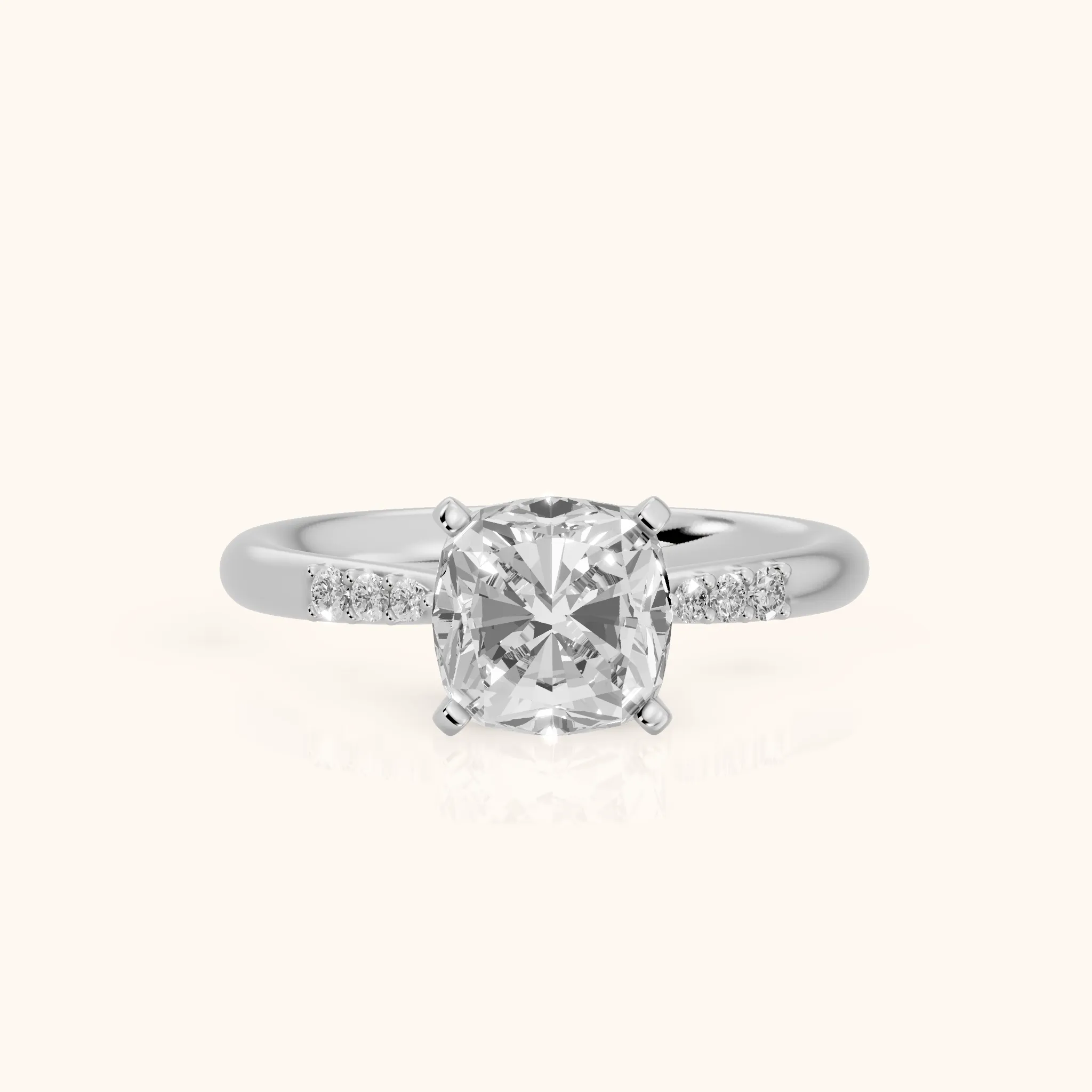 Aveline Flush-Set Cushion Diamond Engagement Ring in Silver — view 1