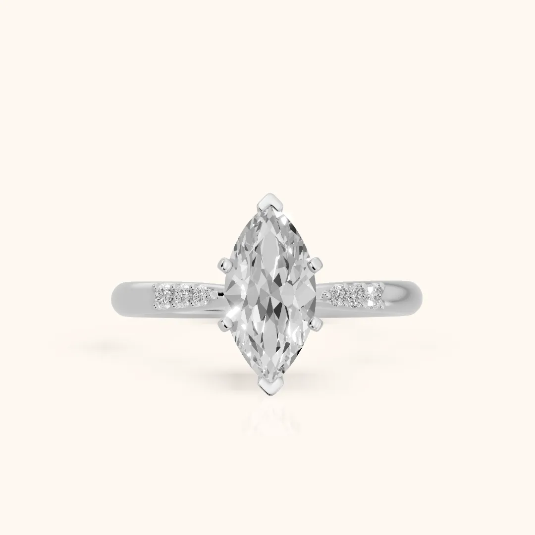 Aveline Flush-Set Marquise Diamond Engagement Ring in Platinum — view 2