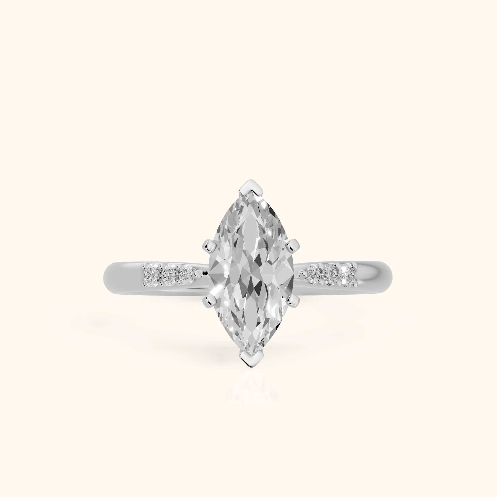 Aveline Flush-Set Marquise Diamond Engagement Ring in Platinum — view 1