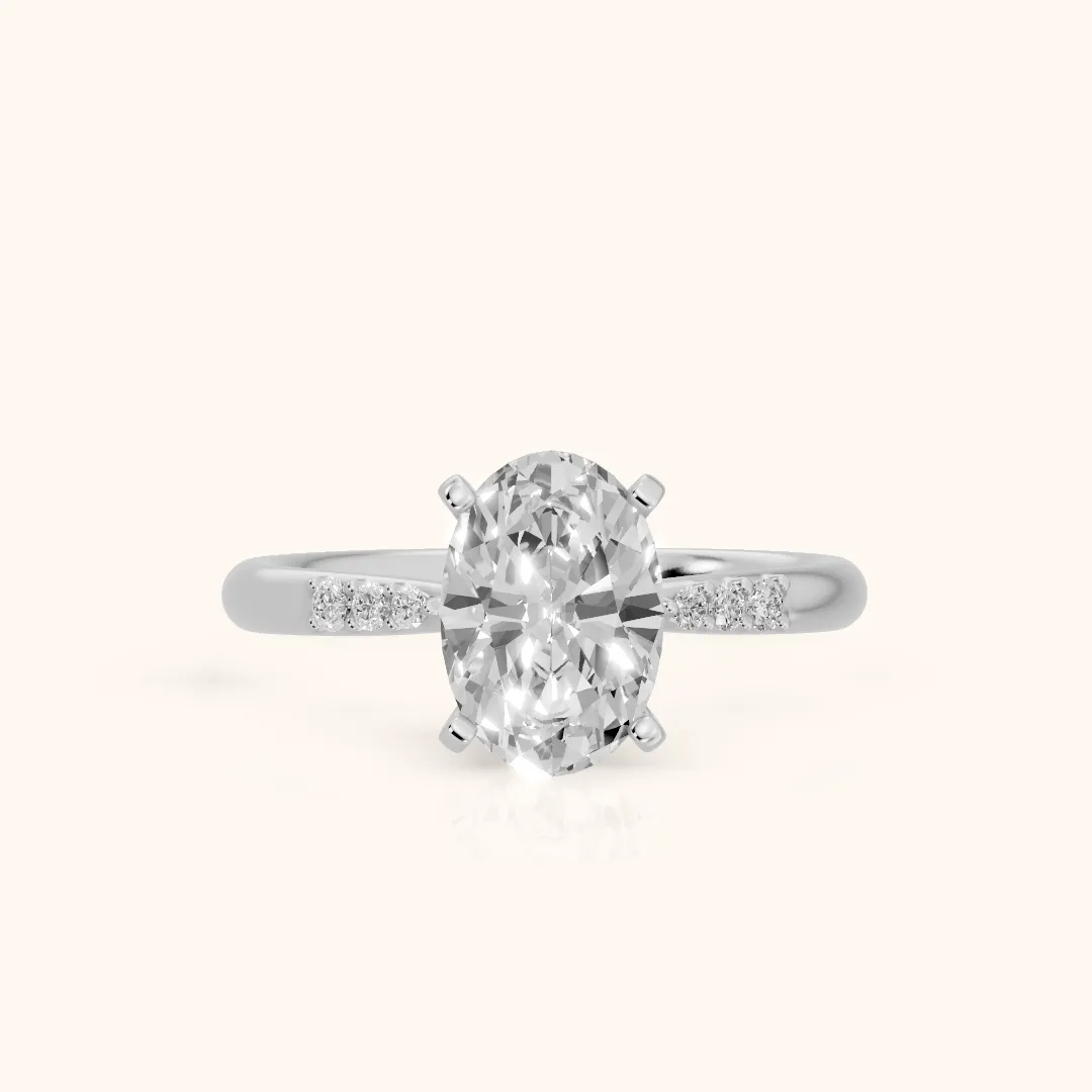 Aveline Flush-Set Oval Diamond Engagement Ring in Silver — view 2