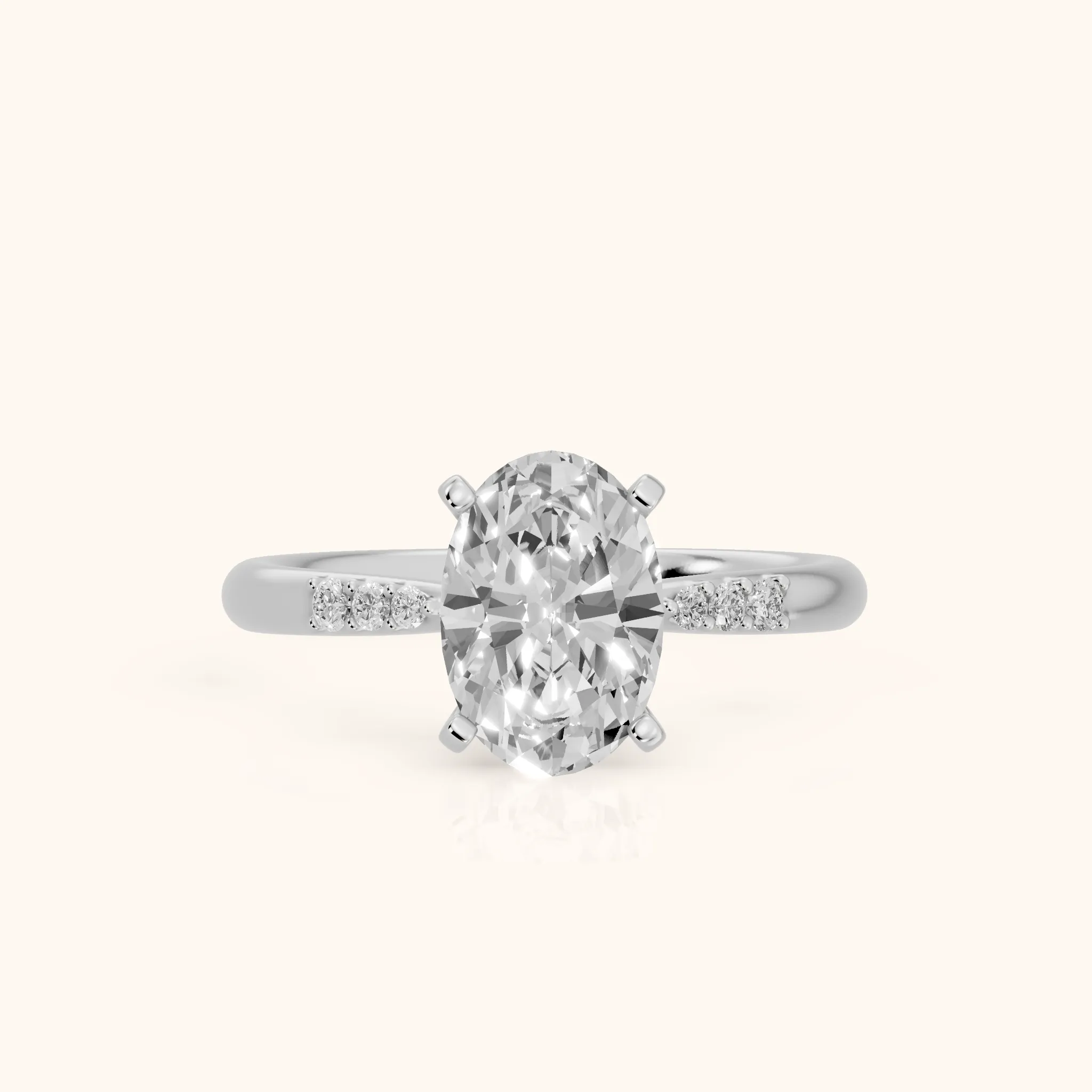 Aveline Flush-Set Oval Diamond Engagement Ring in Silver — view 1