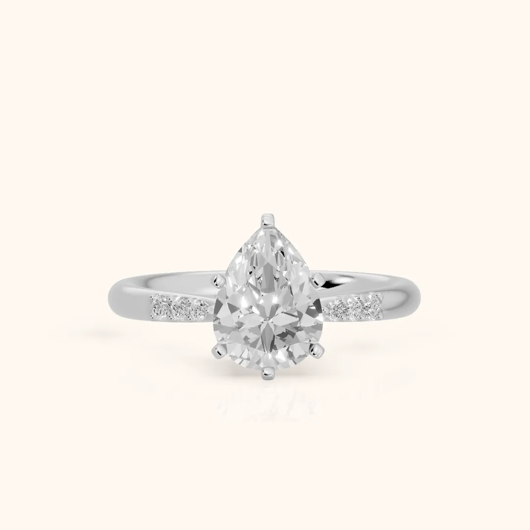 Aveline Flush-Set Pear Diamond Engagement Ring in Platinum — view 2