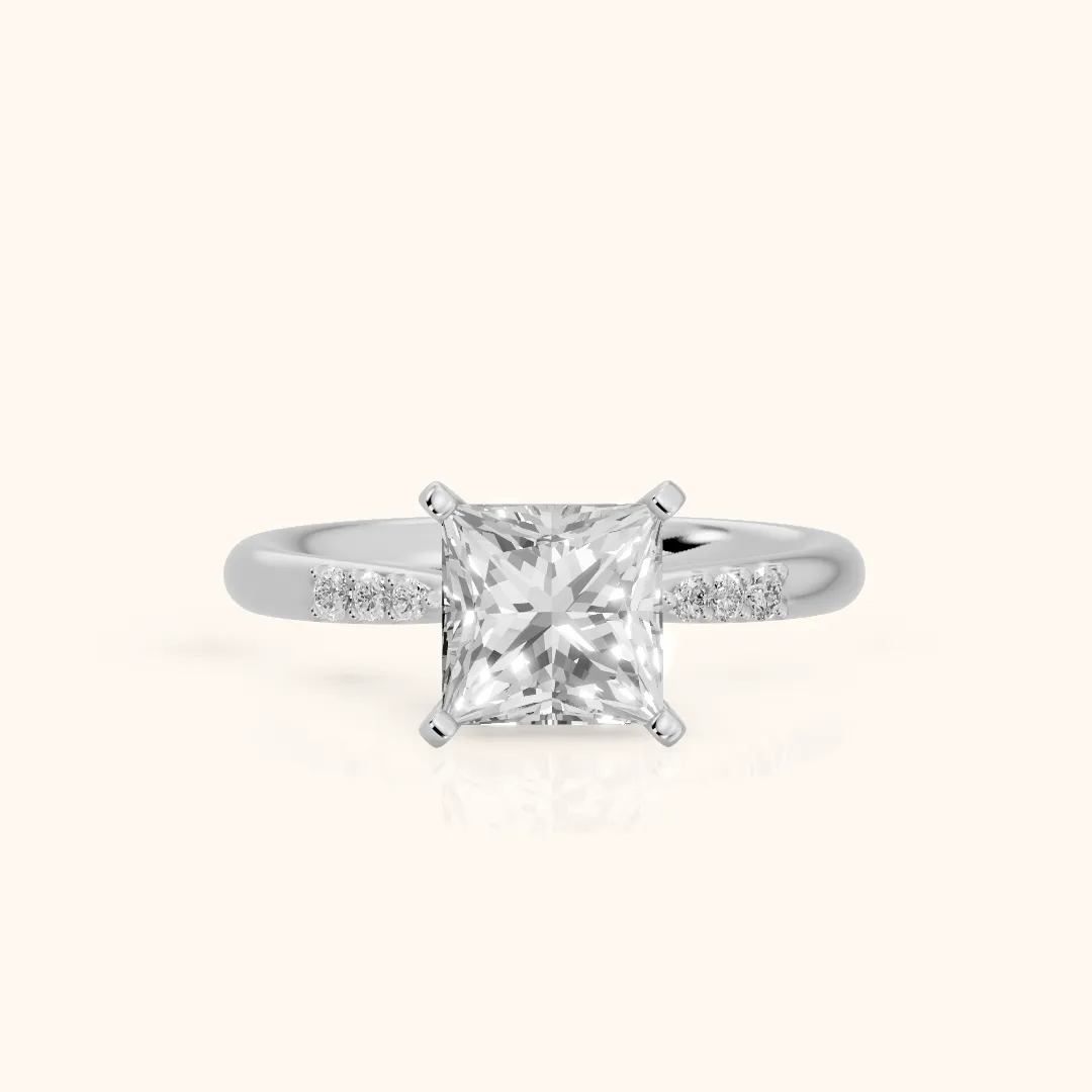 Aveline Flush-Set Princess Diamond Engagement Ring in Silver — view 2