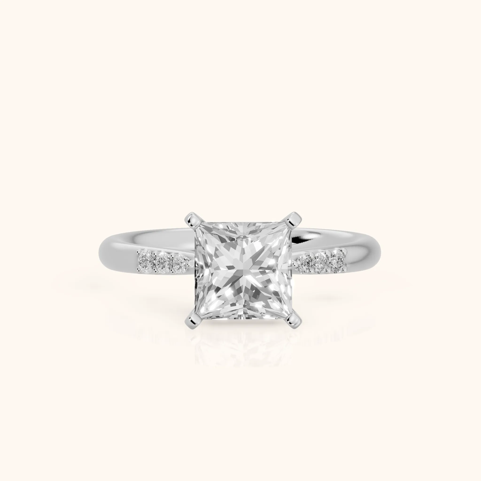 Aveline Flush-Set Princess Diamond Engagement Ring in Silver — view 1
