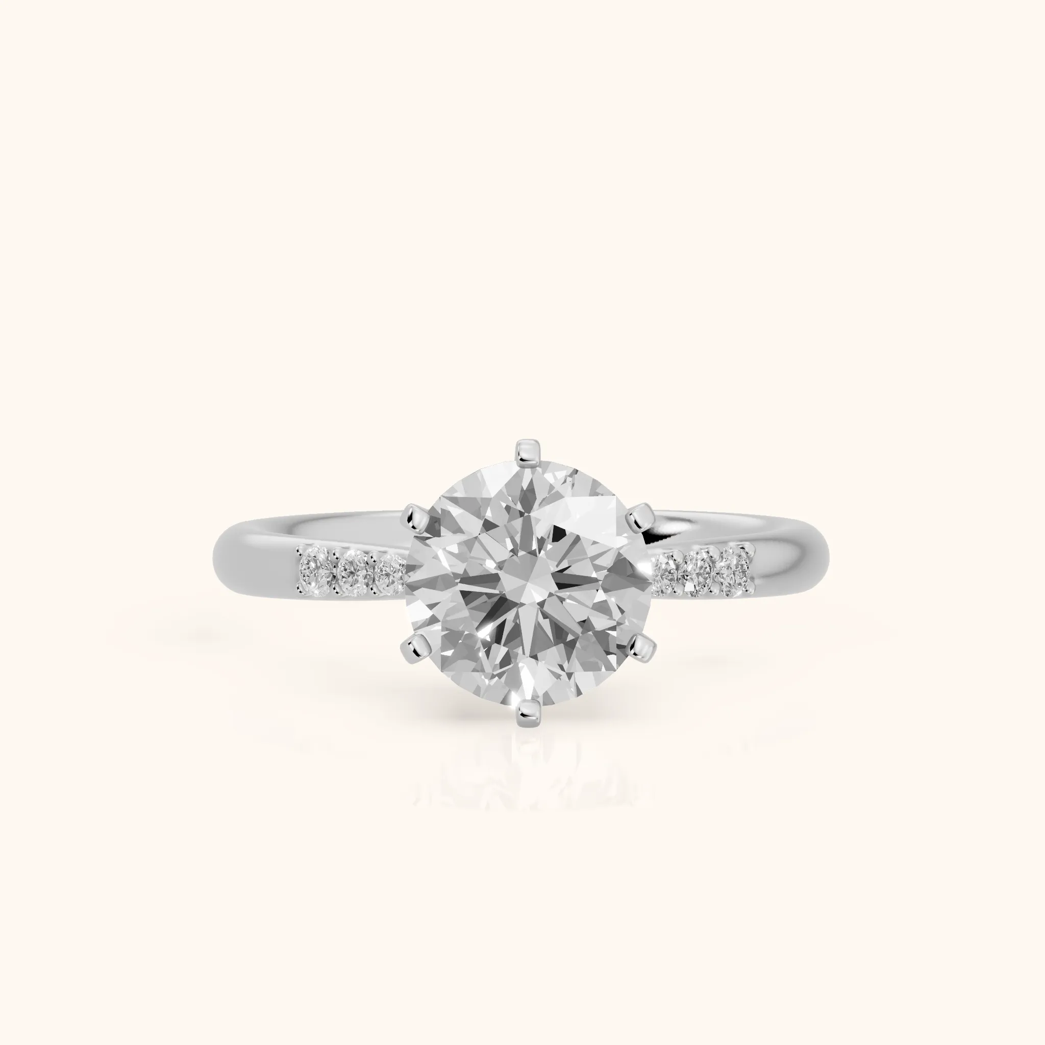 Aveline Flush-Set Round Diamond Engagement Ring in Silver — view 1