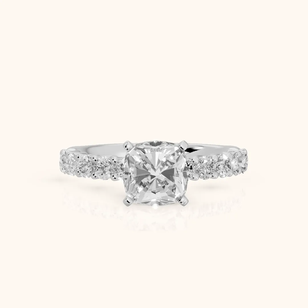 Heloise Statement Pavé Cushion Diamond Engagement Ring in Silver — view 2