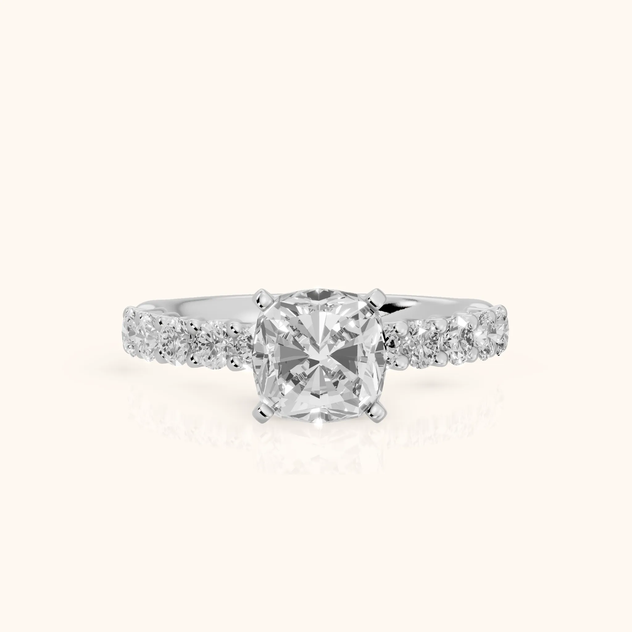 Heloise Statement Pavé Cushion Diamond Engagement Ring in Silver — view 1