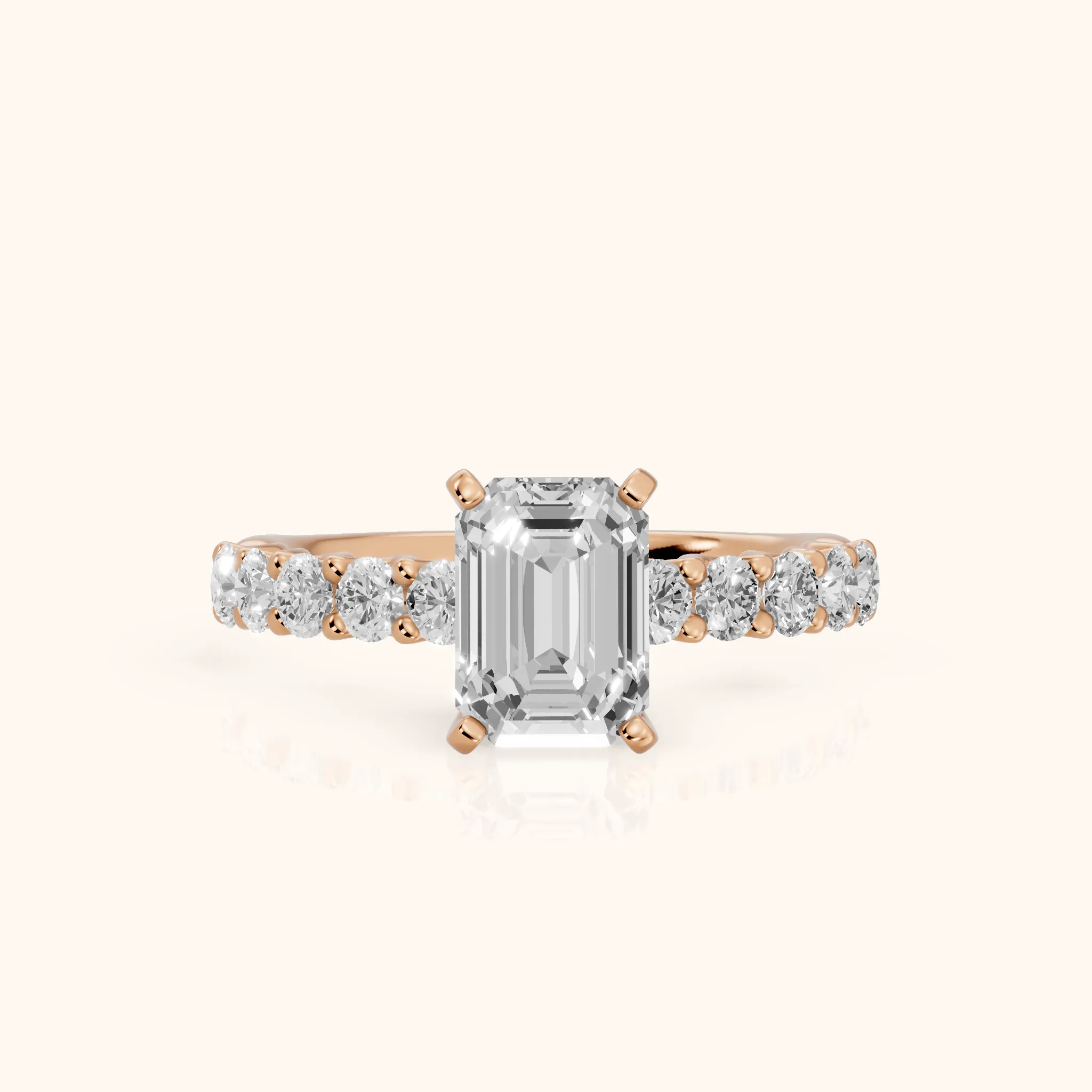 Heloise Statement Pavé Emerald Diamond Engagement Ring in Rose Gold — view 1