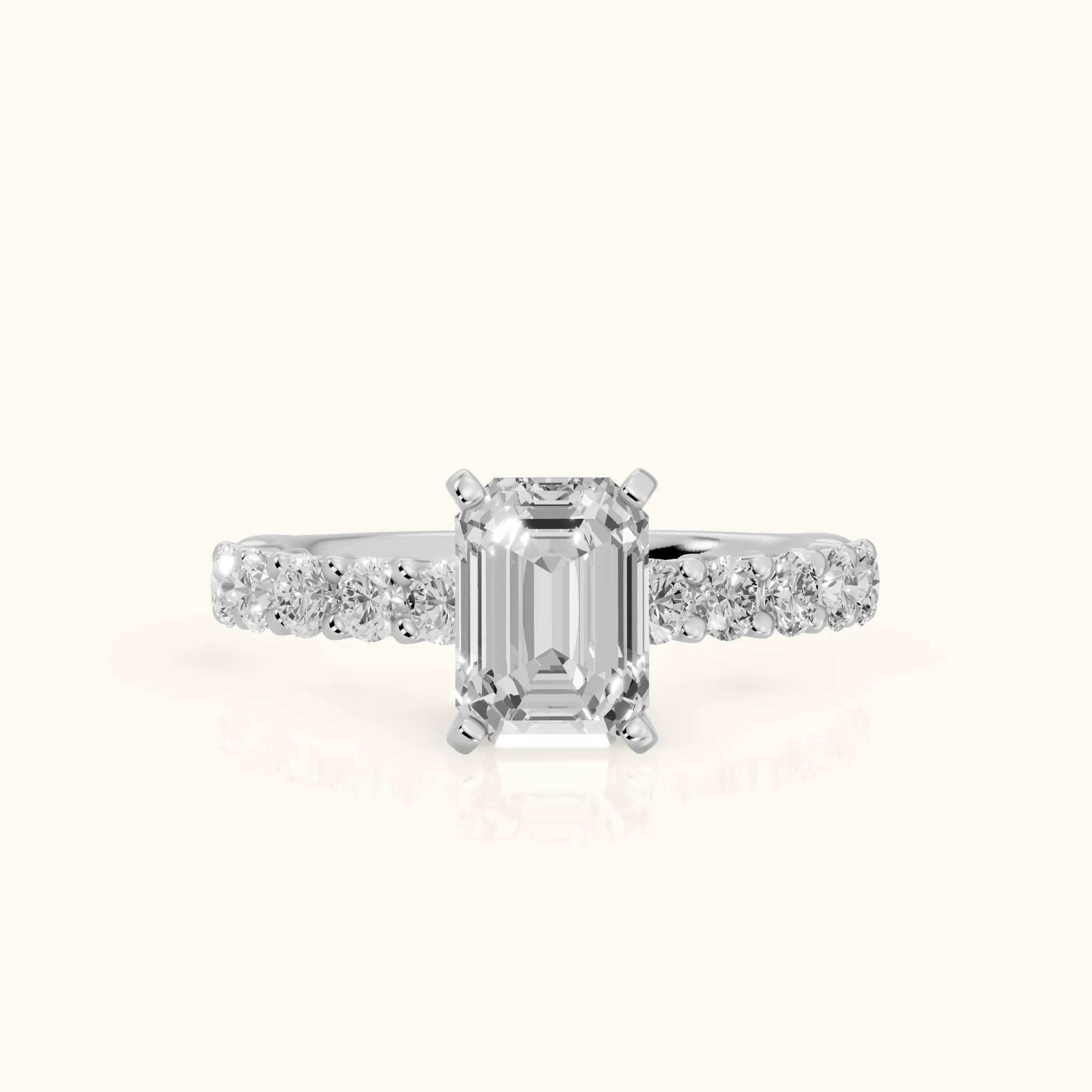 Heloise Statement Pavé Emerald Diamond Engagement Ring in Silver — view 1
