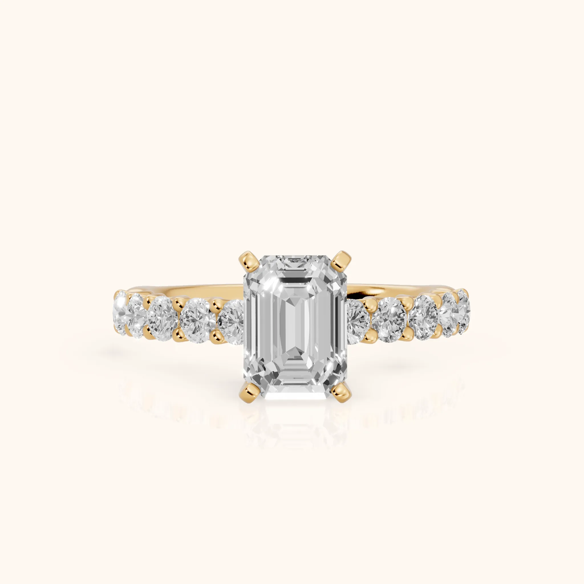 Heloise Statement Pavé Emerald Diamond Engagement Ring in Yellow Gold — view 1