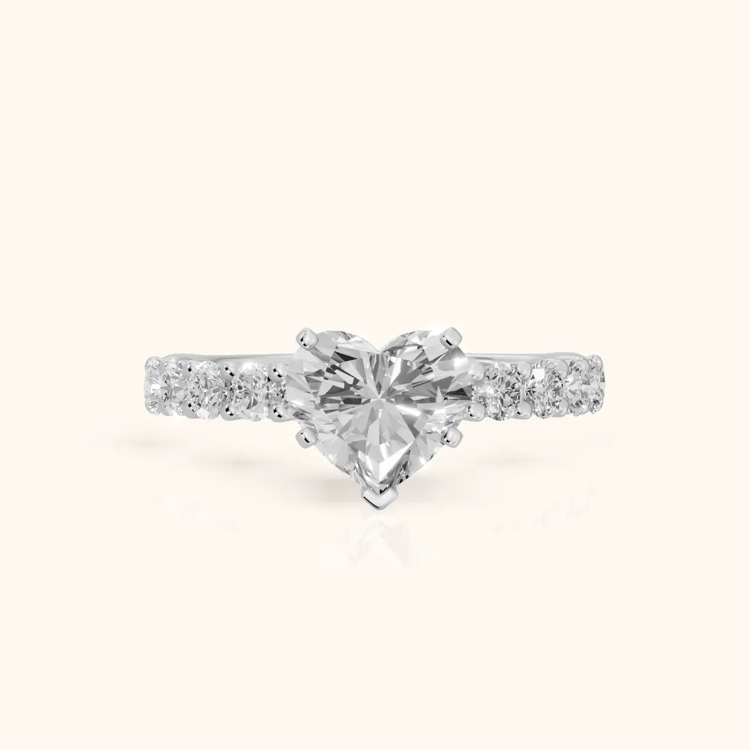 Heloise Statement Pavé Heart Diamond Engagement Ring in Silver — view 2
