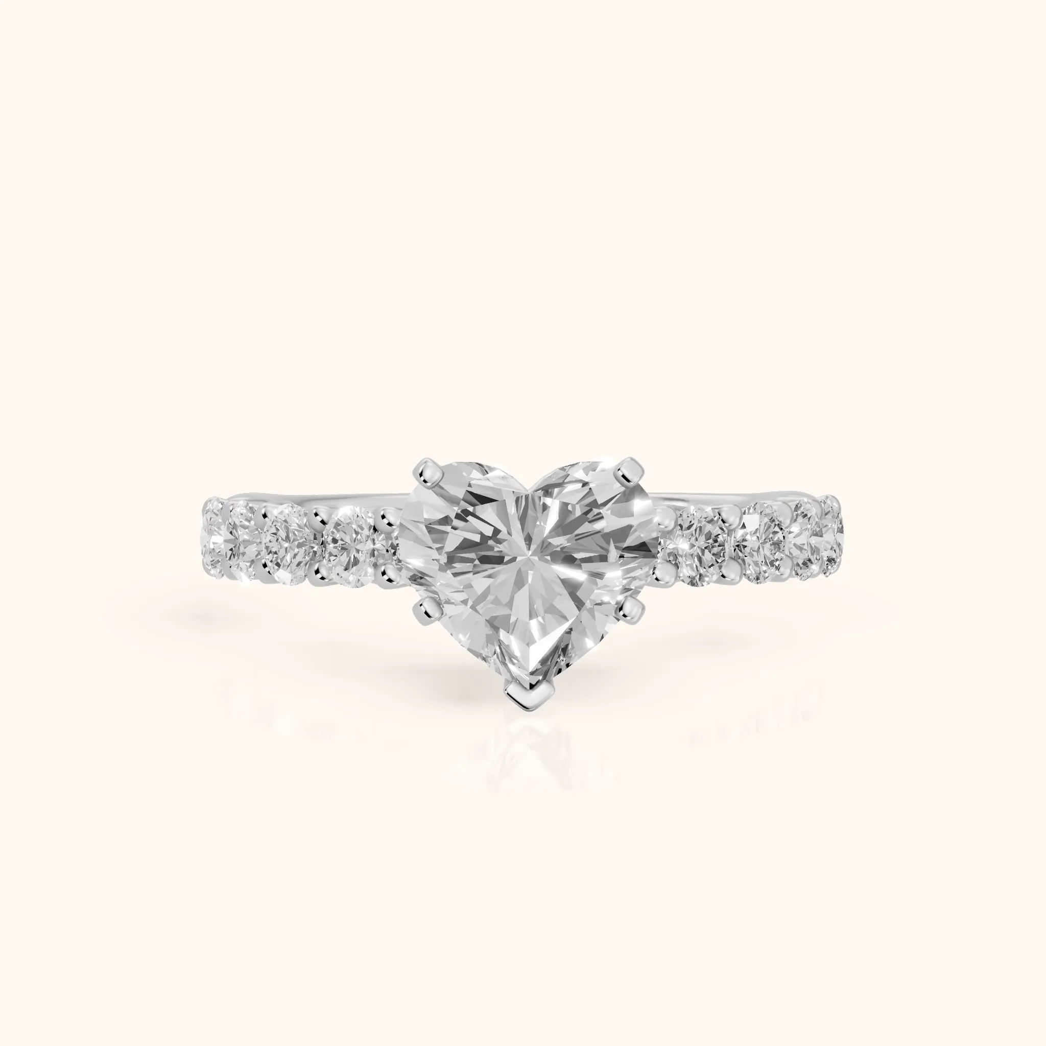 Heloise Statement Pavé Heart Diamond Engagement Ring in Silver — view 1