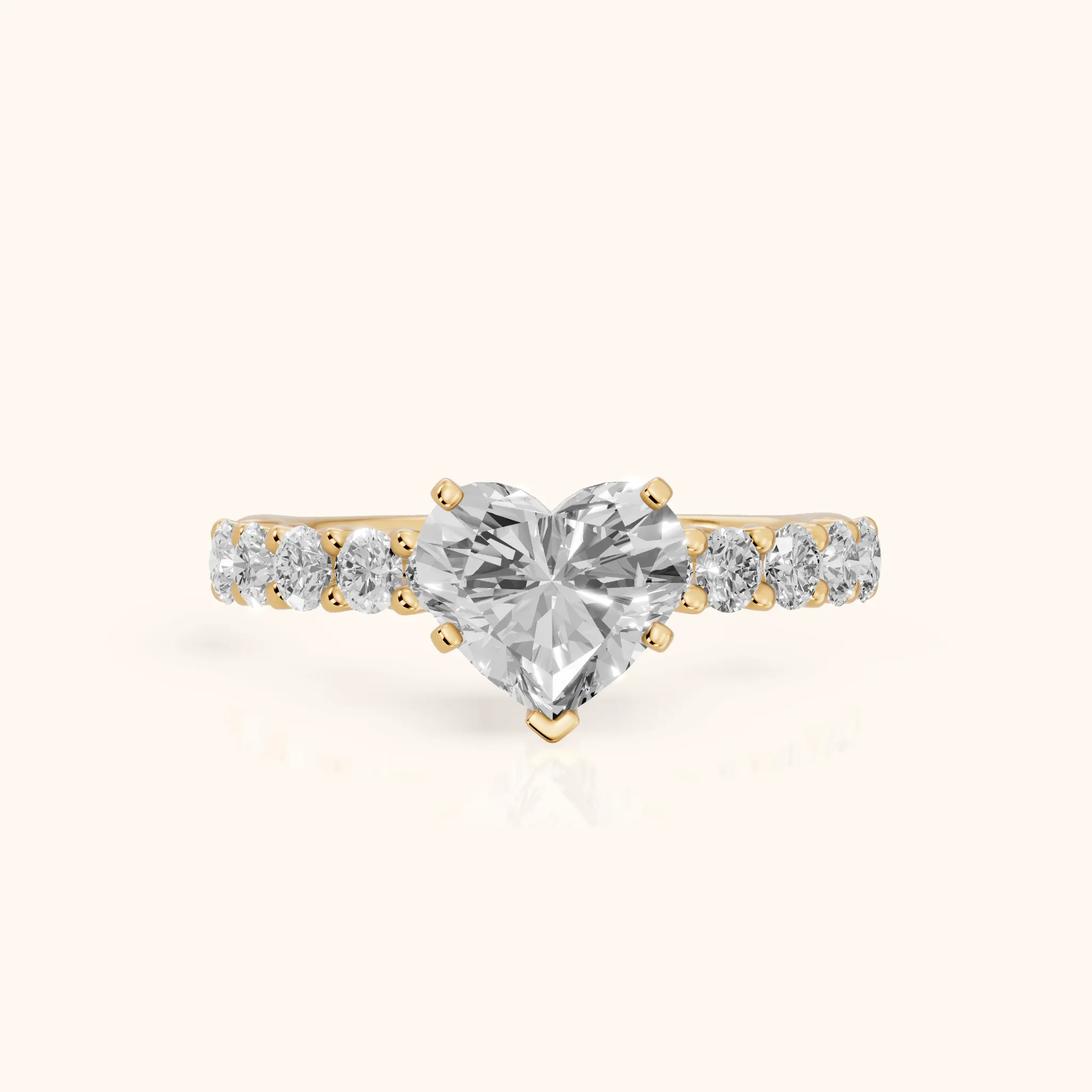 Heloise Statement Pavé Heart Diamond Engagement Ring in Yellow Gold — view 1