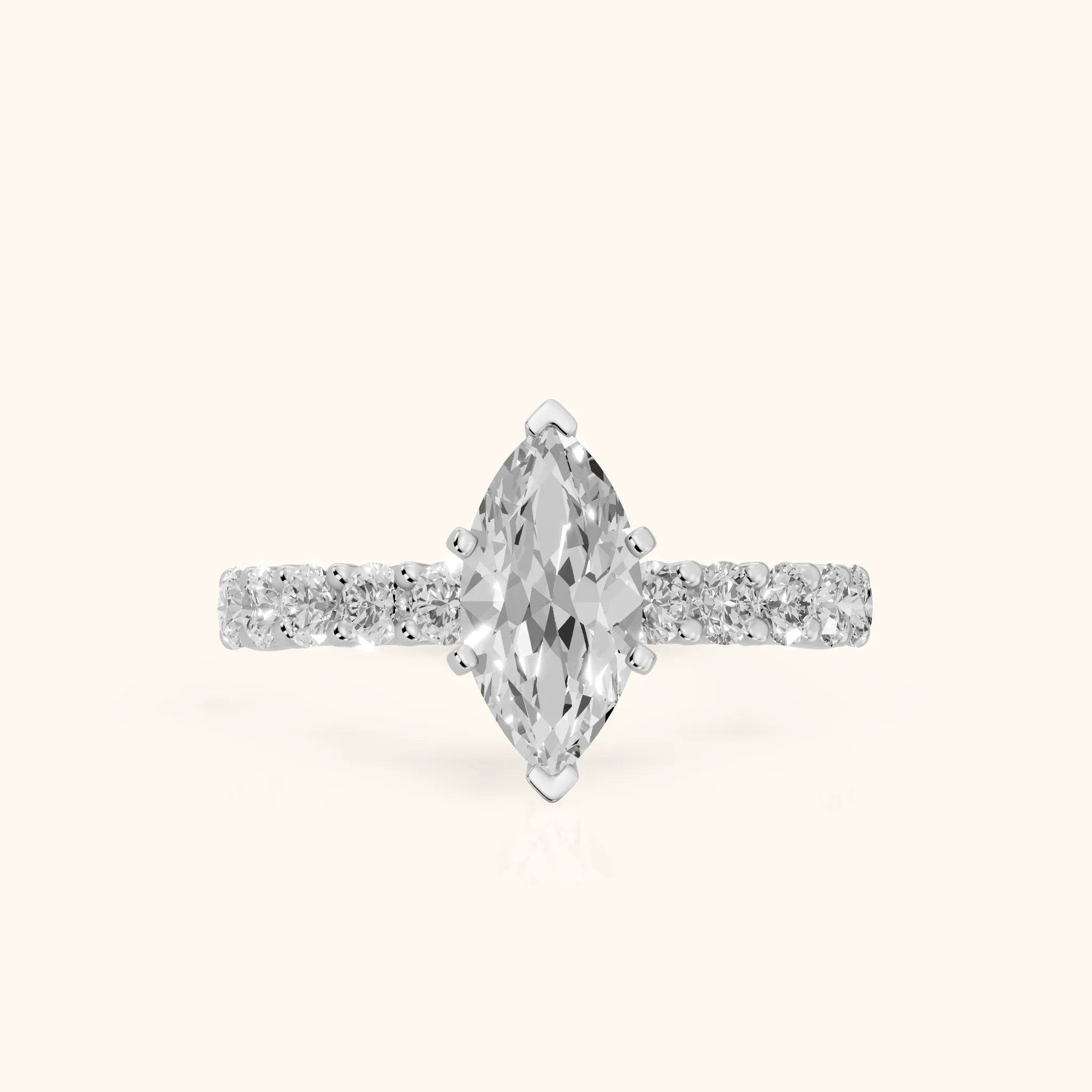 Heloise Statement Pavé Marquise Diamond Engagement Ring in Silver — view 1