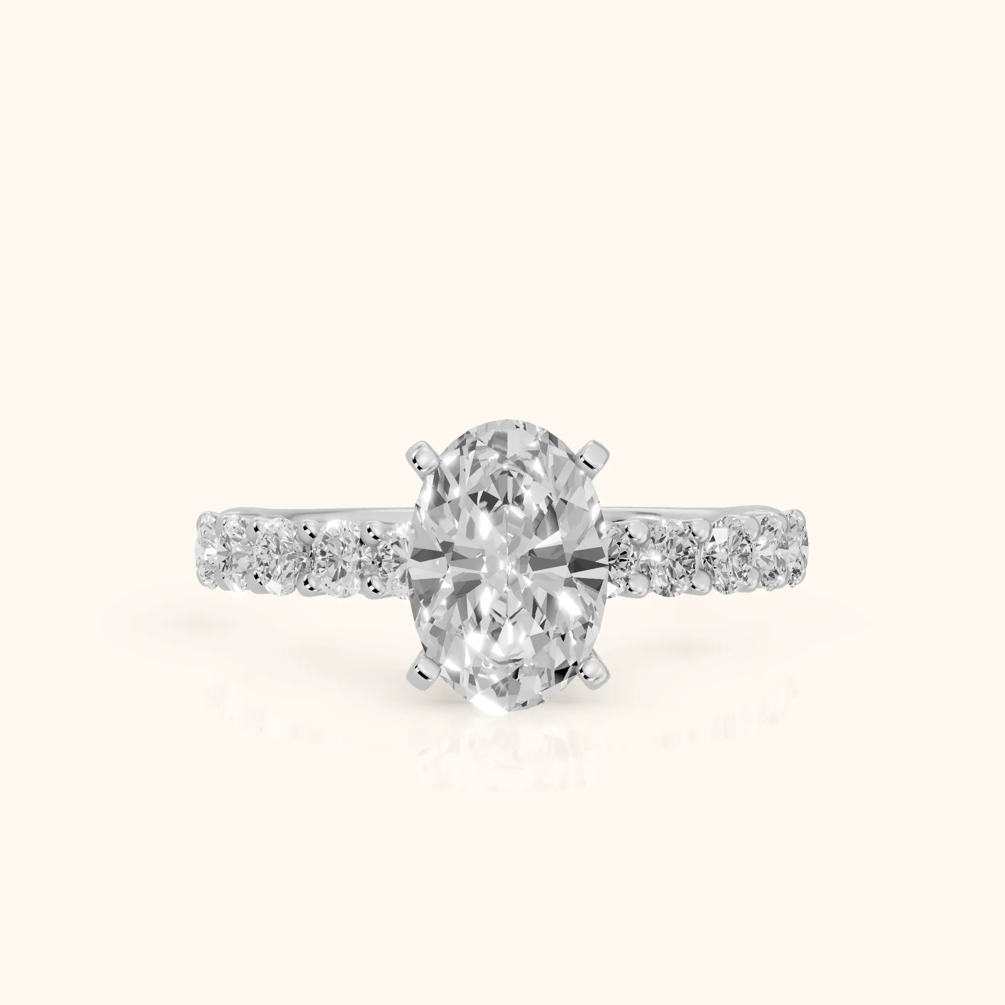 Heloise Statement Pavé Oval Diamond Engagement Ring in Silver — view 1