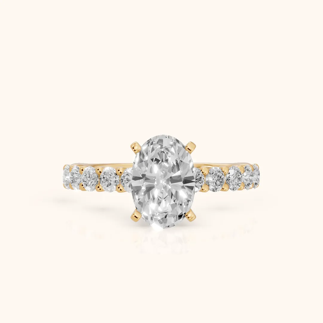 Heloise Statement Pavé Oval Diamond Engagement Ring in Yellow Gold — view 2