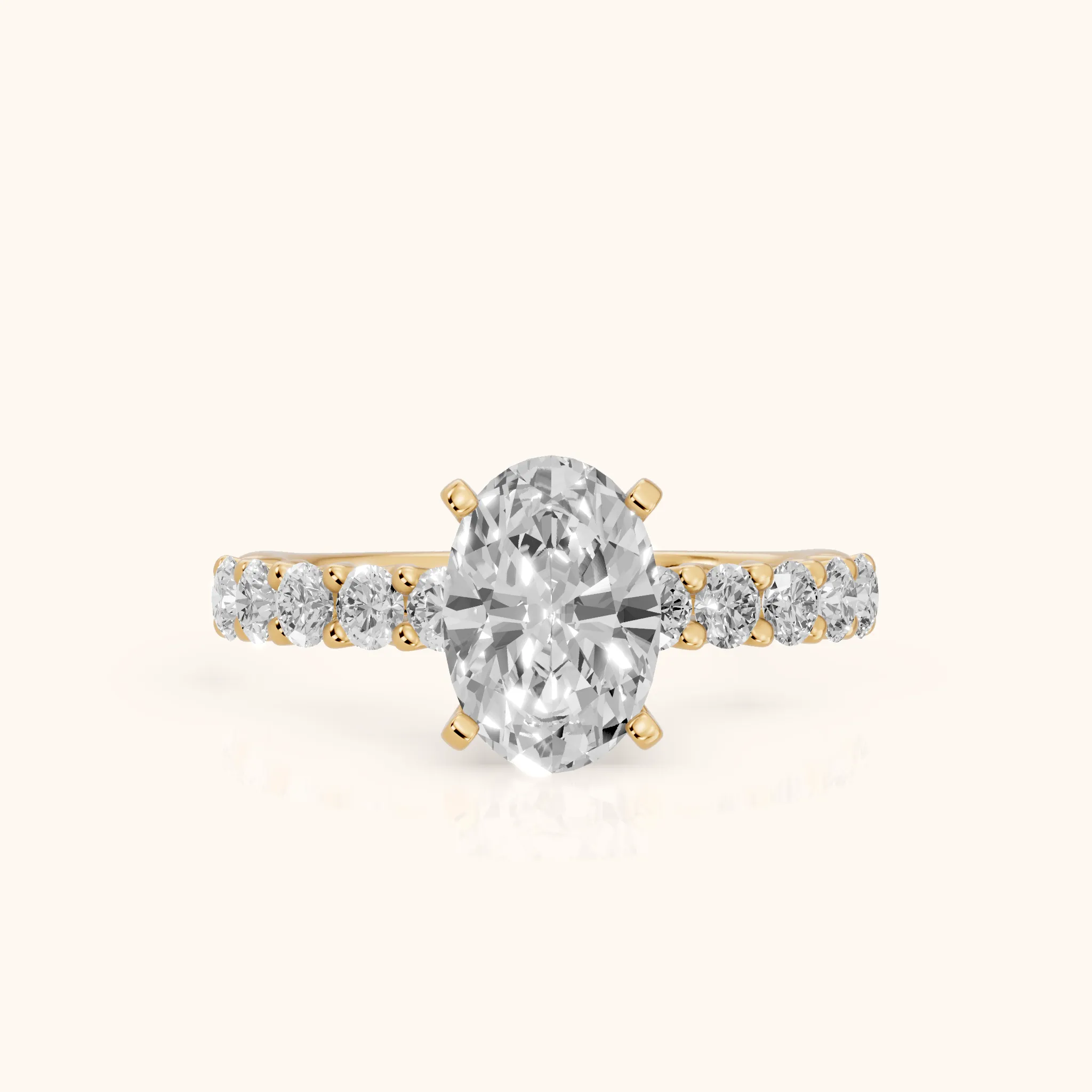 Heloise Statement Pavé Oval Diamond Engagement Ring in Yellow Gold — view 1