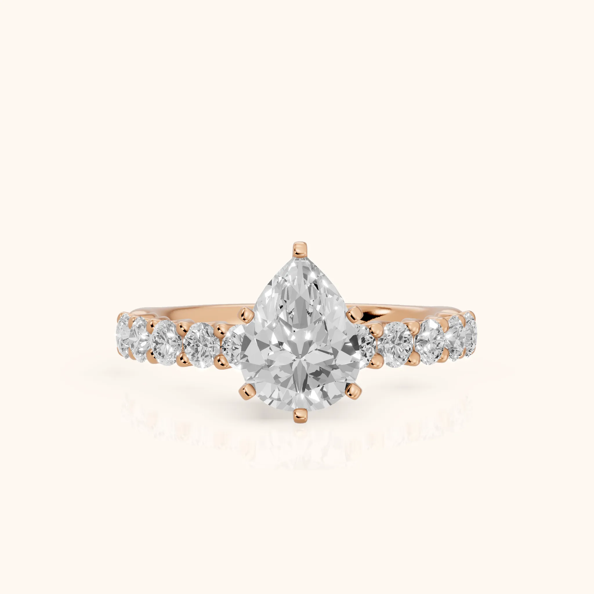 Heloise Statement Pavé Pear Diamond Engagement Ring in Rose Gold — view 1