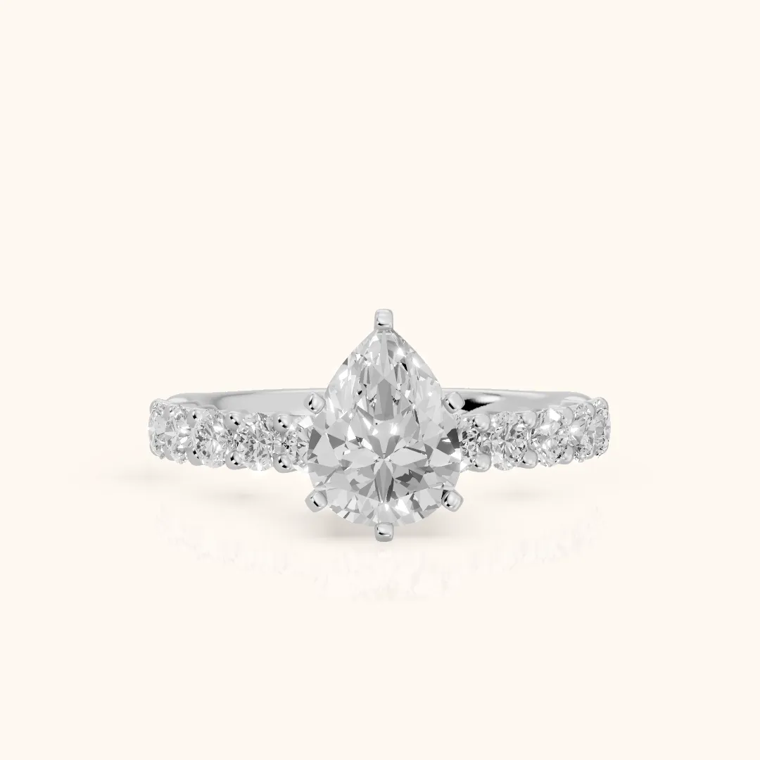 Heloise Statement Pavé Pear Diamond Engagement Ring in Silver — view 2