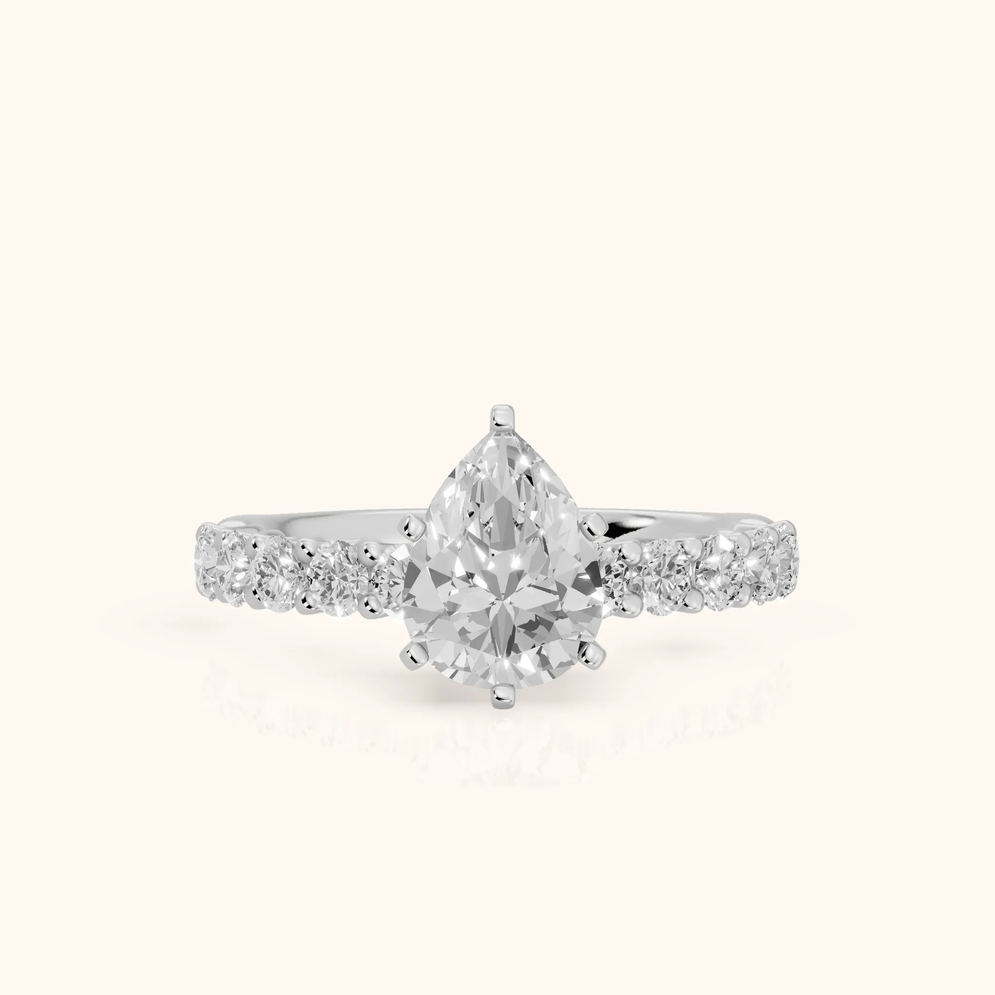 Heloise Statement Pavé Pear Diamond Engagement Ring in Silver — view 1