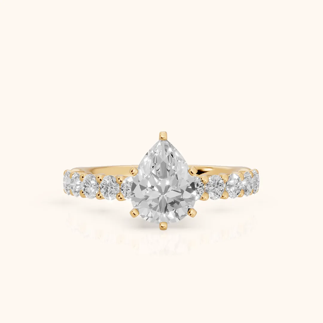 Heloise Statement Pavé Pear Diamond Engagement Ring in Yellow Gold — view 2
