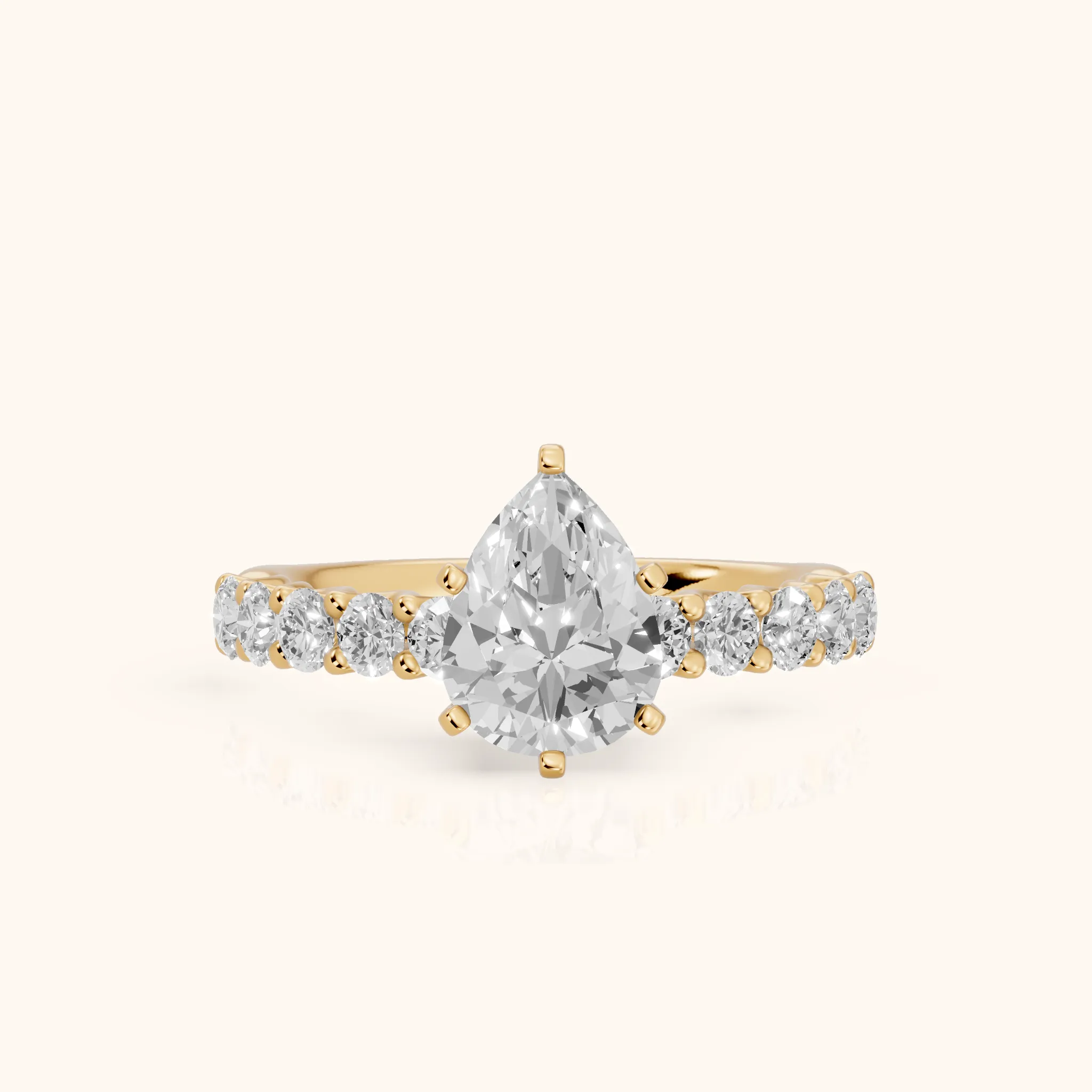 Heloise Statement Pavé Pear Diamond Engagement Ring in Yellow Gold — view 1
