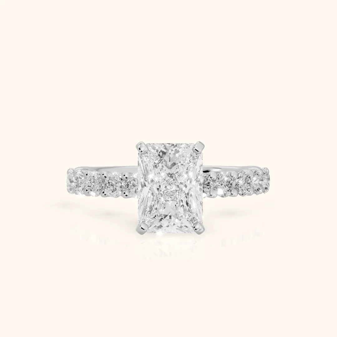 Heloise Statement Pavé Radiant Diamond Engagement Ring in Platinum — view 2