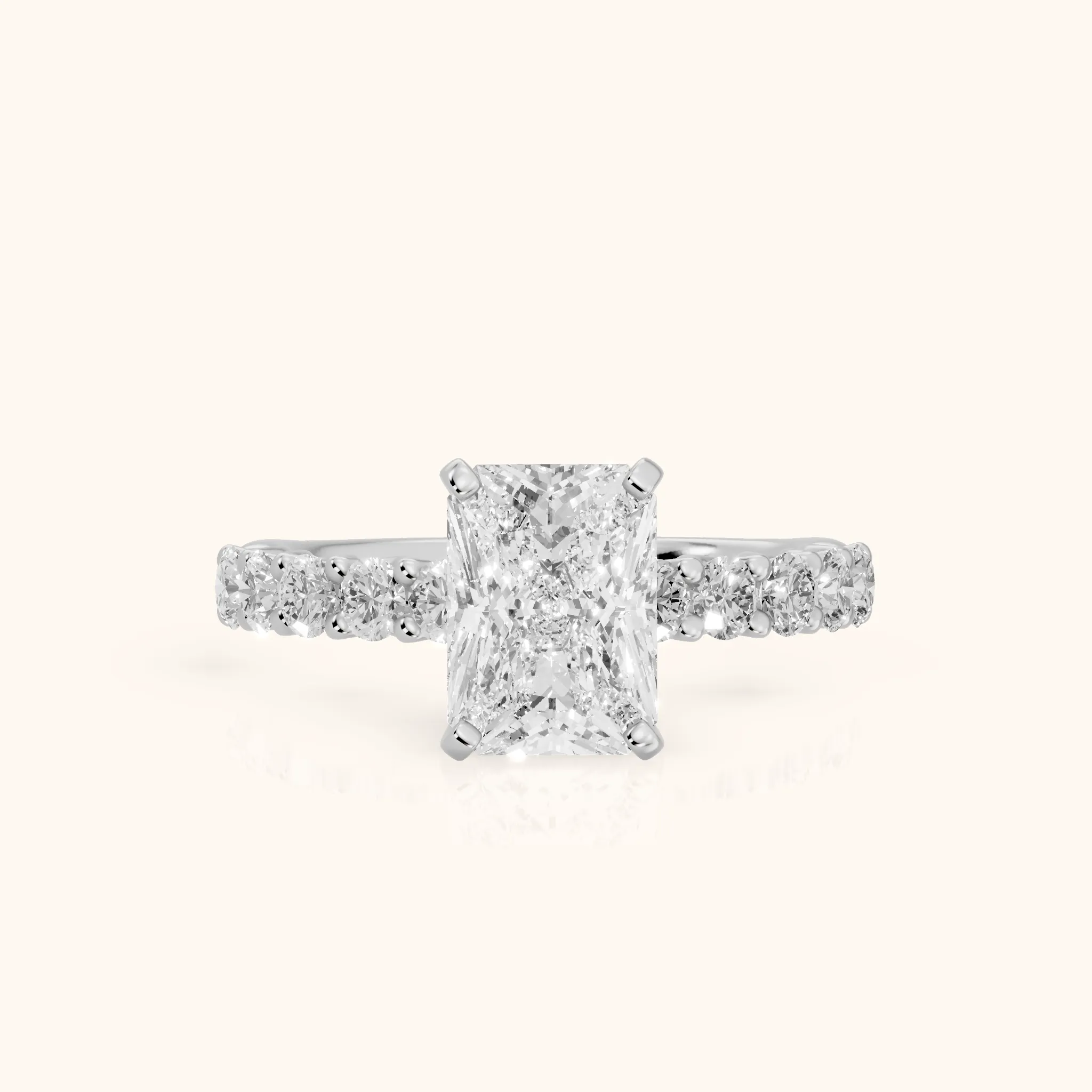 Heloise Statement Pavé Radiant Diamond Engagement Ring in Platinum — view 1