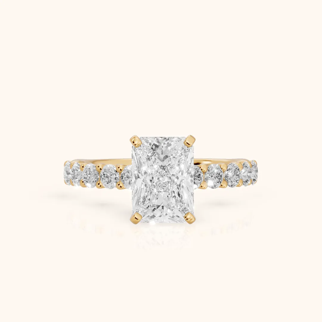 Heloise Statement Pavé Radiant Diamond Engagement Ring in Yellow Gold — view 2