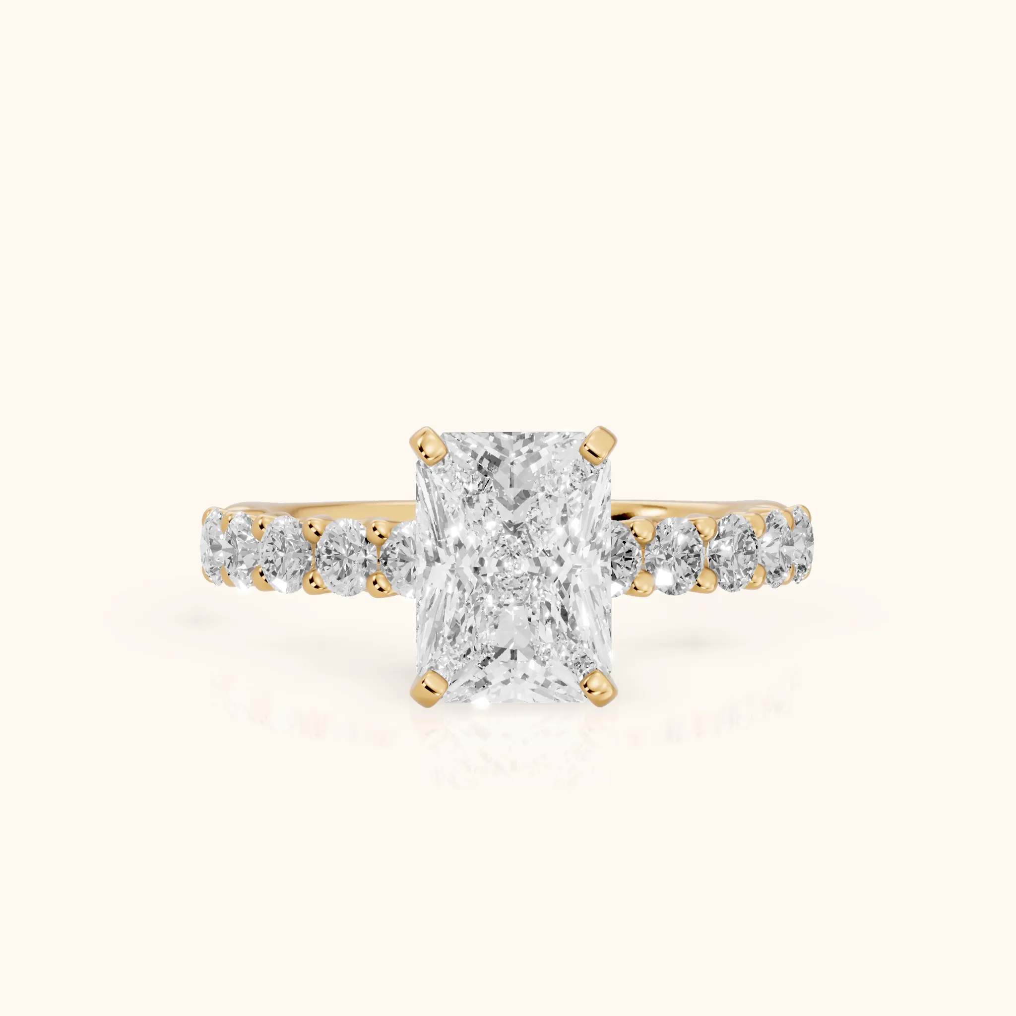 Heloise Statement Pavé Radiant Diamond Engagement Ring in Yellow Gold — view 1