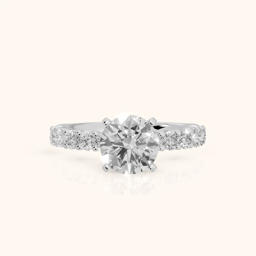 Heloise Statement Pavé Round Diamond Engagement Ring in Silver — view 2