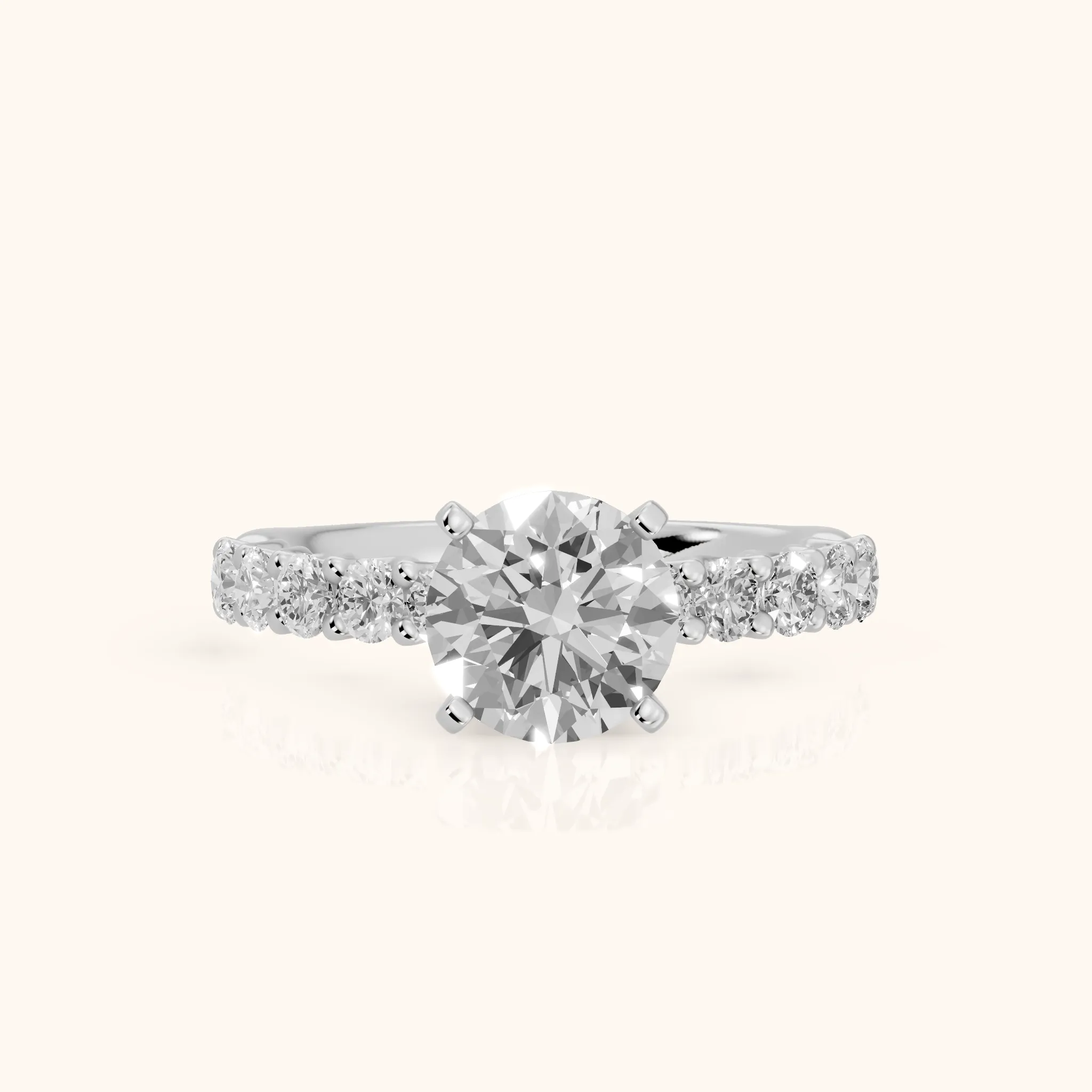 Heloise Statement Pavé Round Diamond Engagement Ring in Silver — view 1