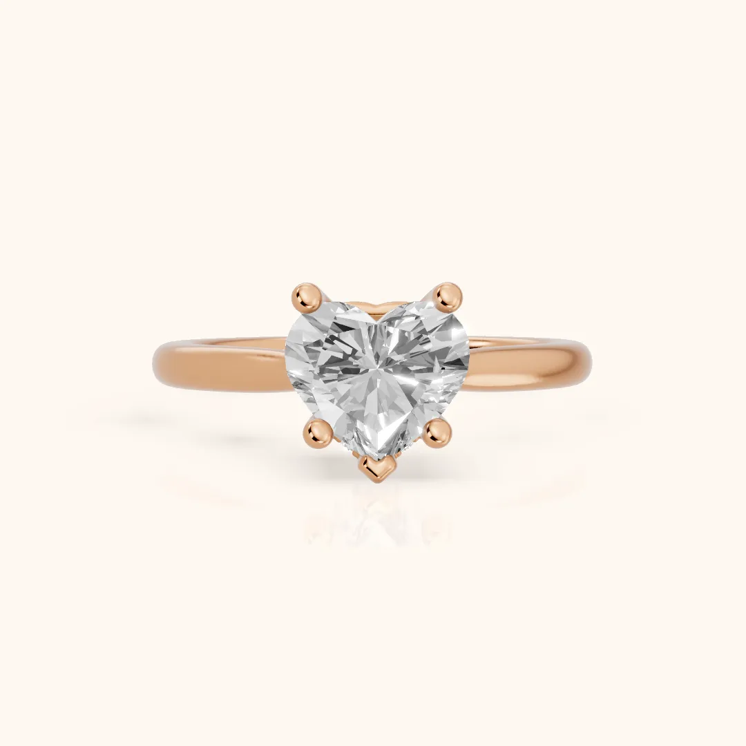 Hyacinth Hidden Halo Cathedral Heart Diamond Engagement Ring in Rose Gold — view 2