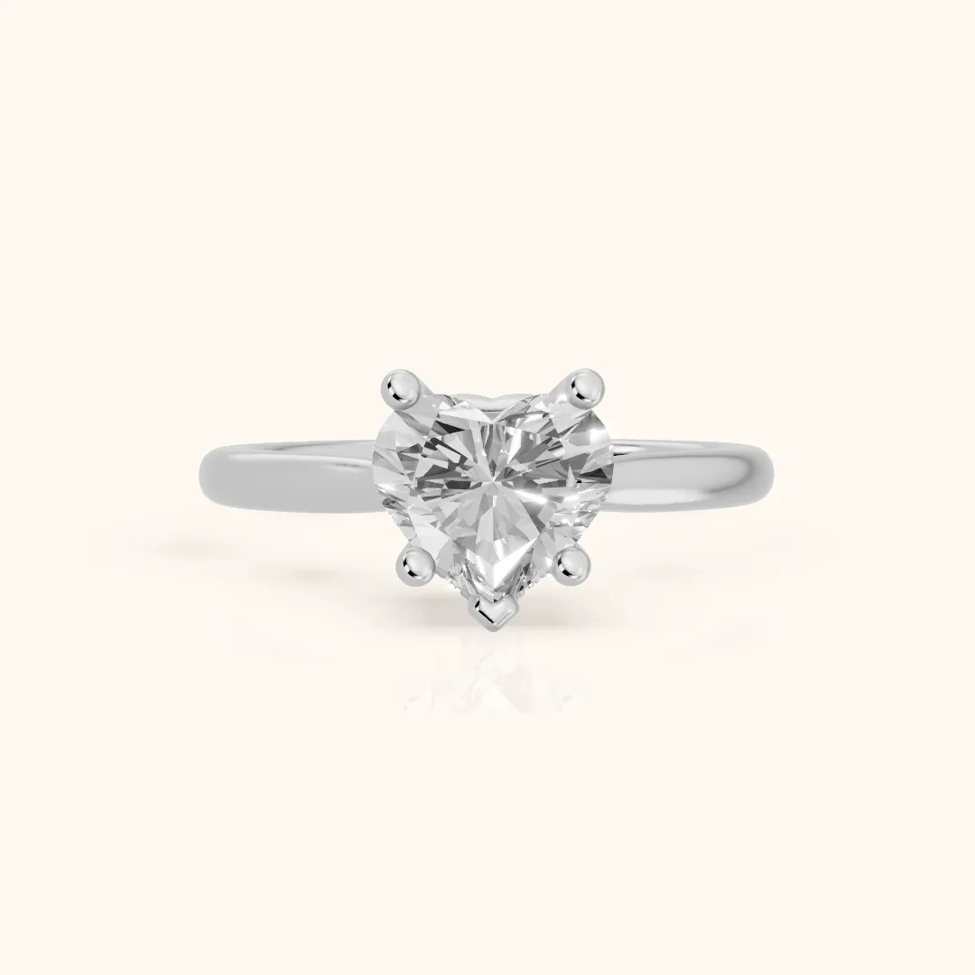 Hyacinth Hidden Halo Cathedral Heart Diamond Engagement Ring in White Gold — view 2