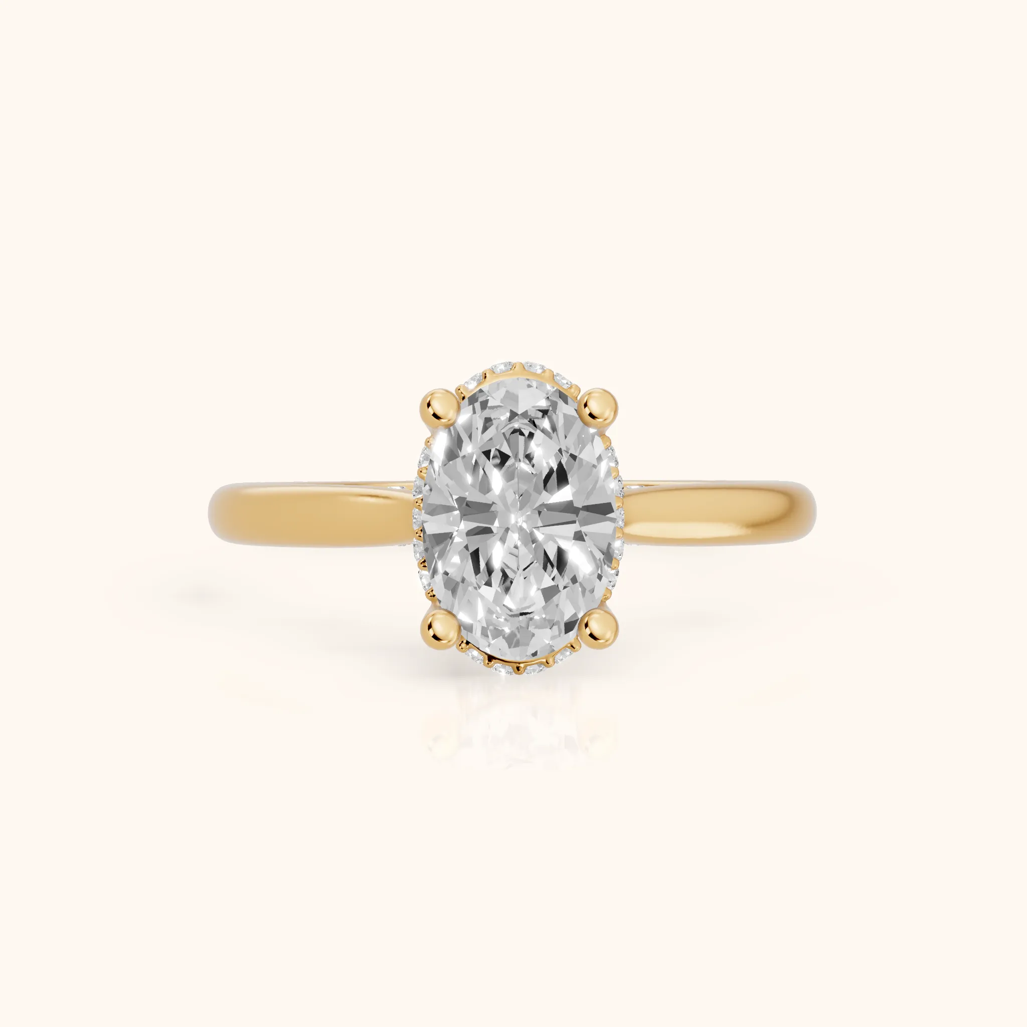 Hyacinth Hidden Halo Cathedral Oval Diamond Engagement Ring in Yellow Gold — view 1