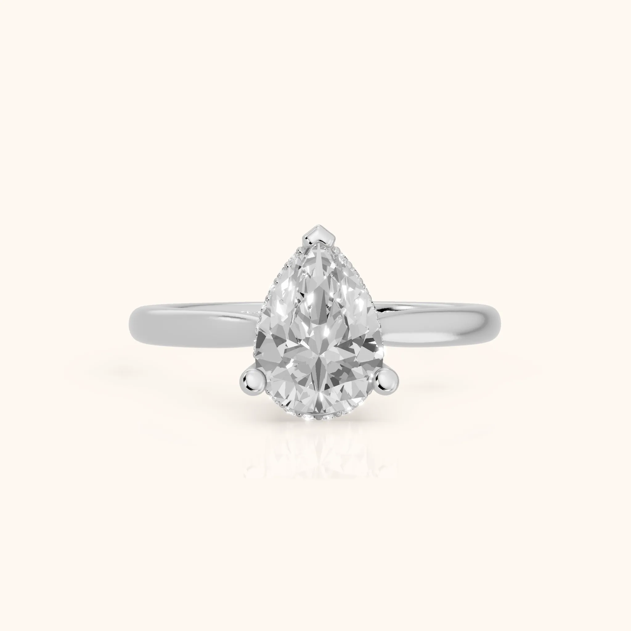 Hyacinth Hidden Halo Cathedral Pear Diamond Engagement Ring in Silver — view 1