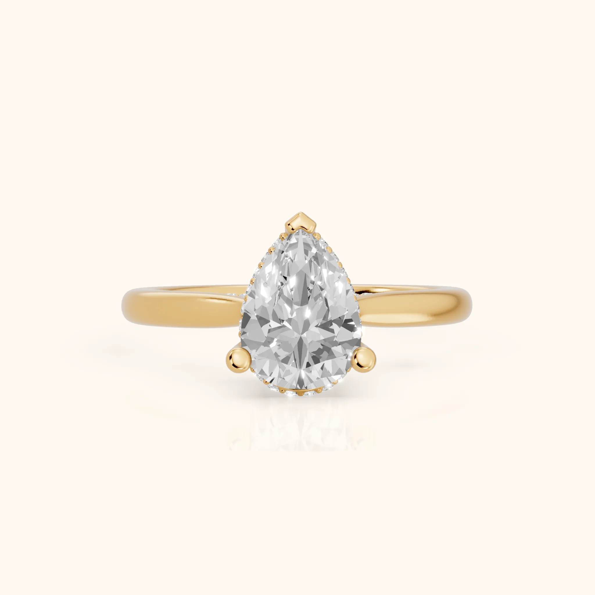 Hyacinth Hidden Halo Cathedral Pear Diamond Engagement Ring in Yellow Gold — view 1