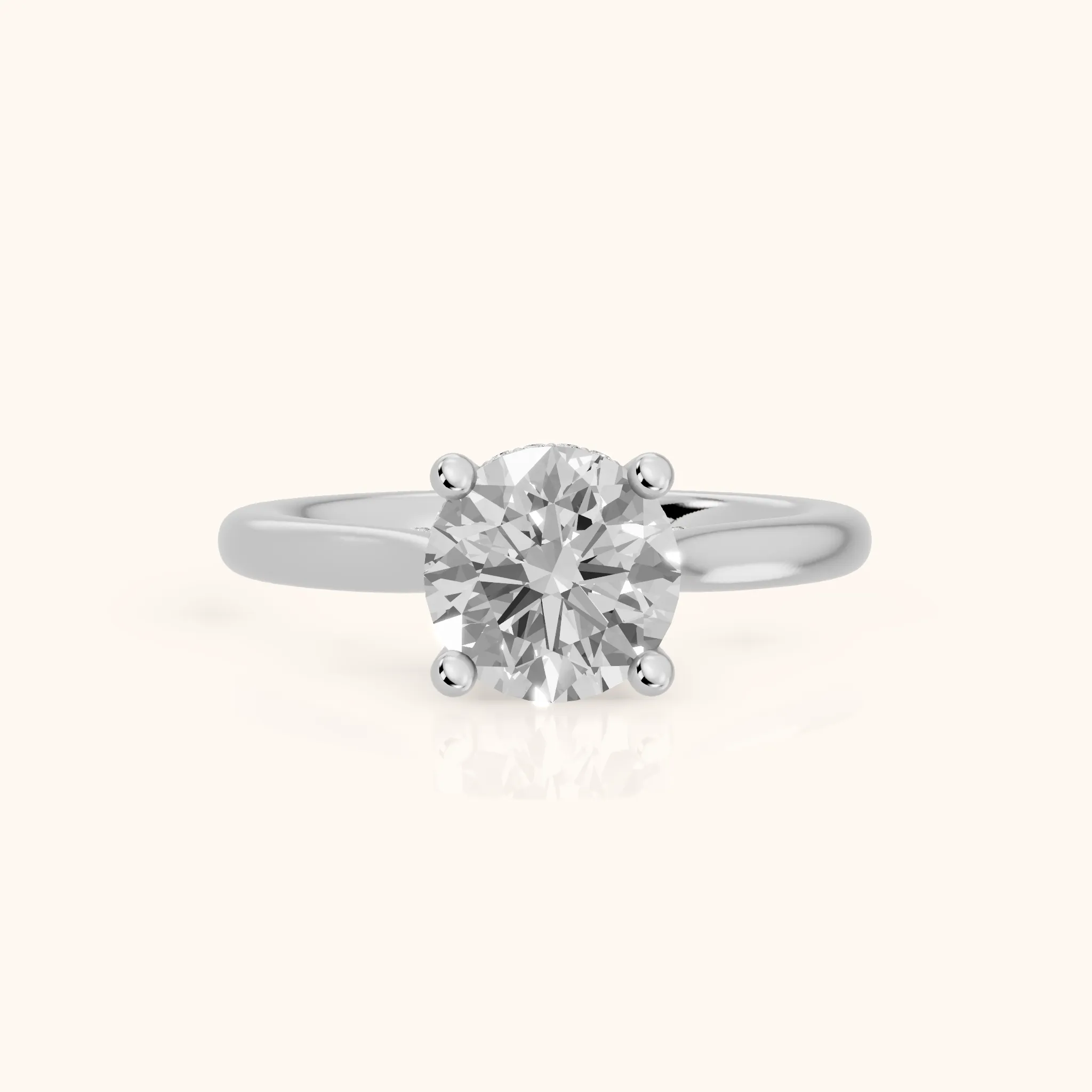 Hyacinth Hidden Halo Cathedral Round Diamond Engagement Ring in Silver — view 1