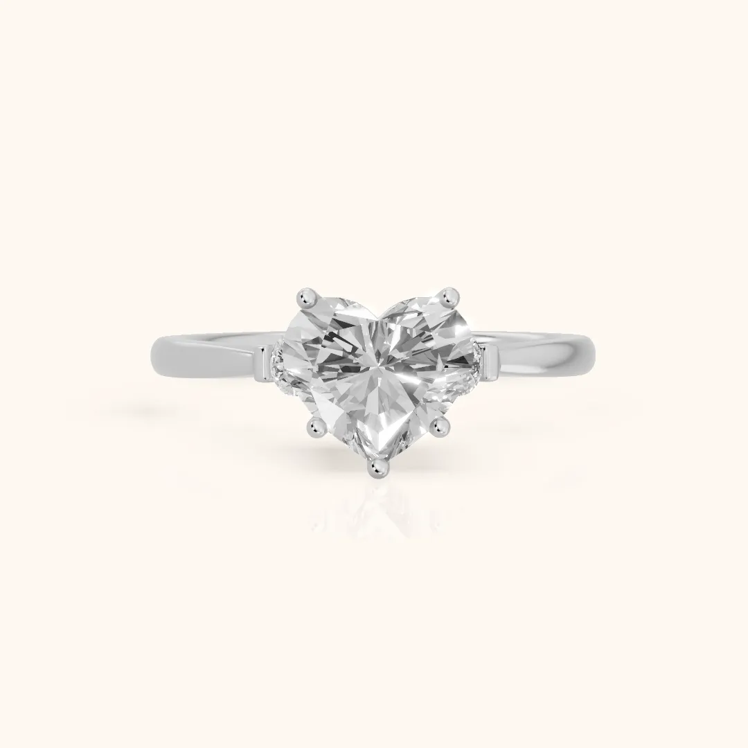 Micaela Three-Stone Heart Diamond Engagement Ring in White Gold — view 2
