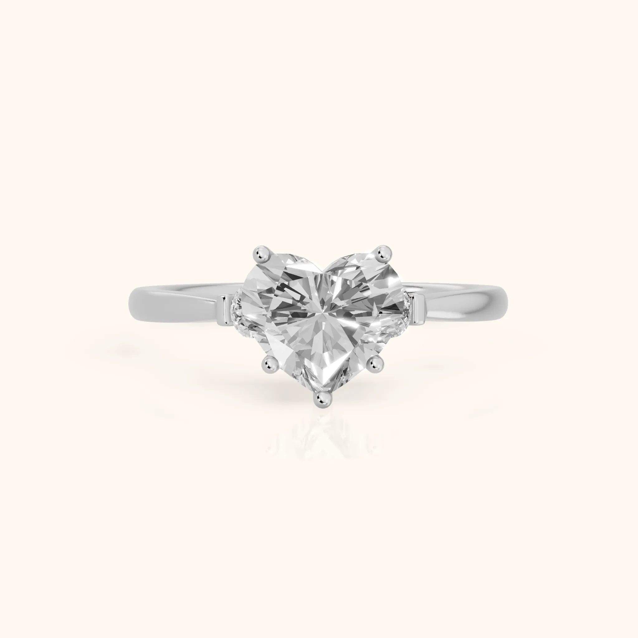 Micaela Three-Stone Heart Diamond Engagement Ring in White Gold — view 1