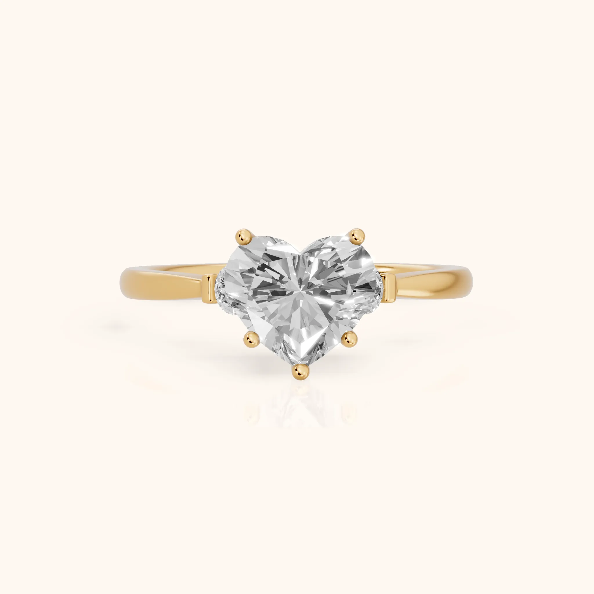 Micaela Three-Stone Heart Diamond Engagement Ring in Yellow Gold — view 1