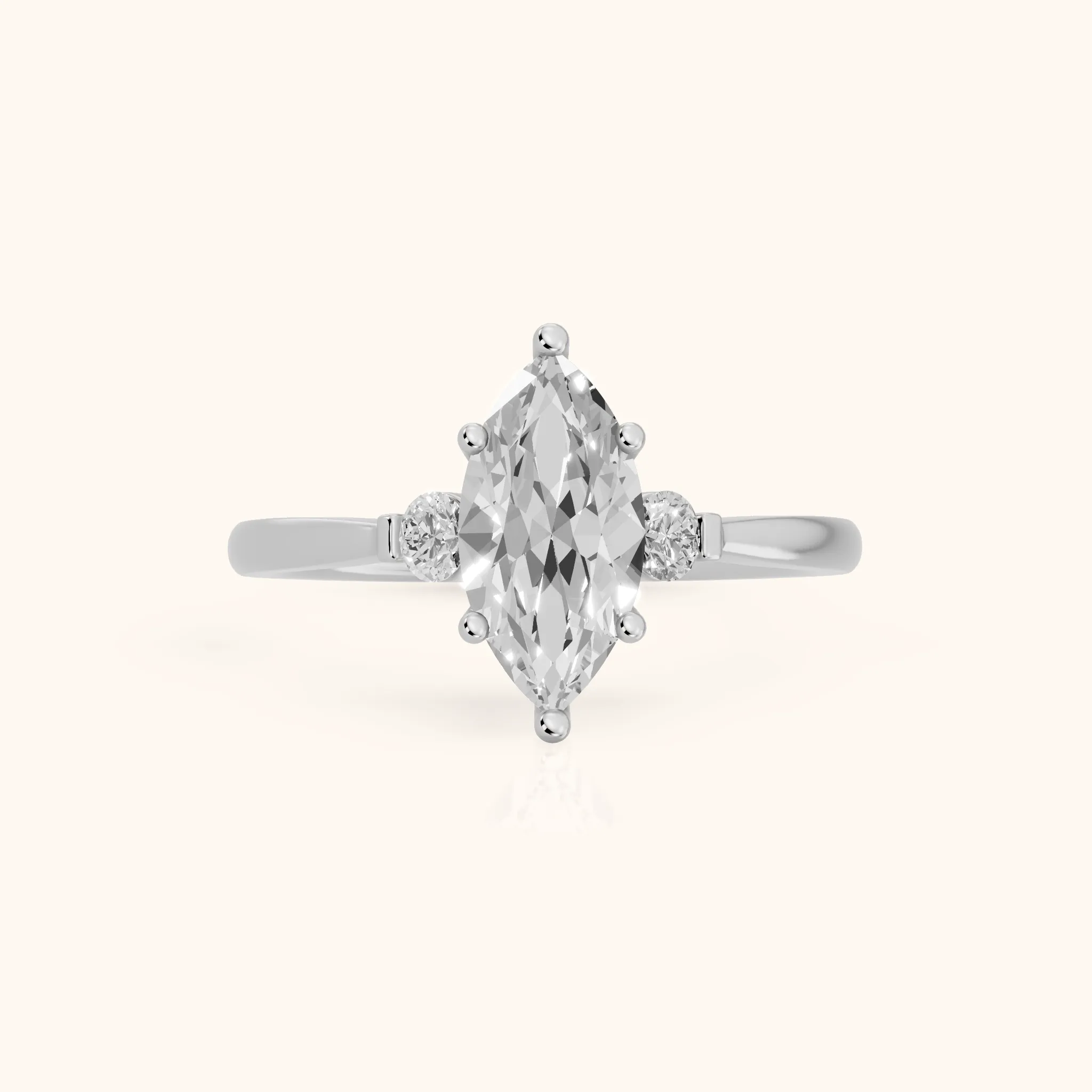 Micaela Three-Stone Marquise Diamond Engagement Ring in Silver — view 1